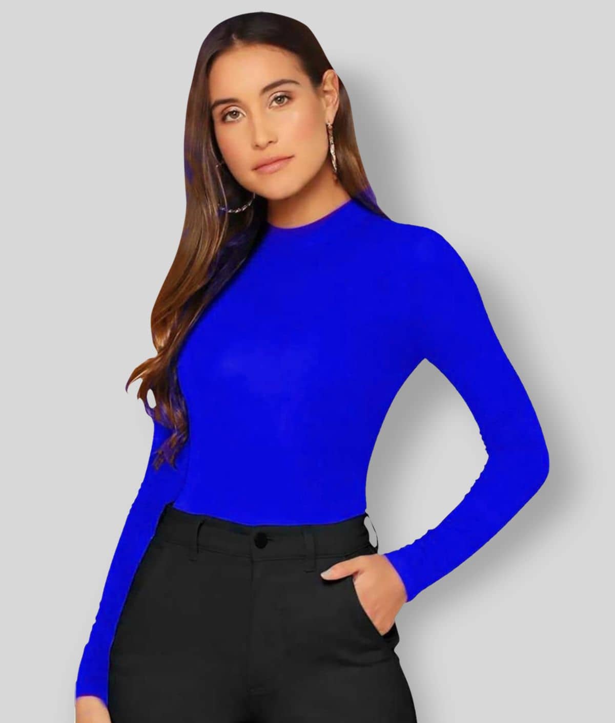 Dream Beauty Fashion Women's Cotton Blend Regular Top ( Blue )