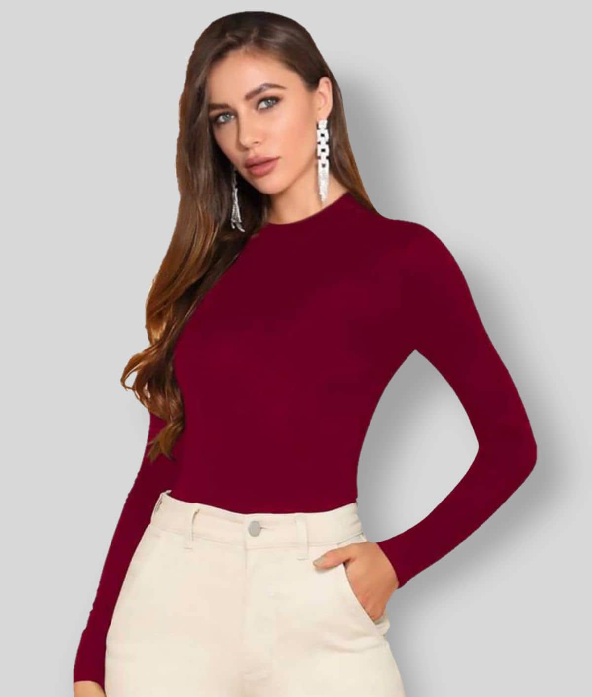 Dream Beauty Fashion Women's Cotton Blend Regular Top ( Maroon )