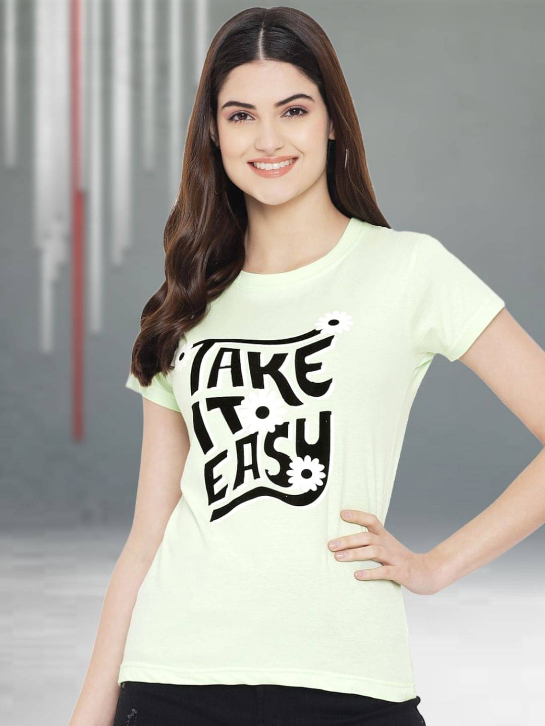 Fabflee Women Cotton Printed Regular Fit Round Neck T-Shirt ( Green ) Fabflee Women Cotton Printed Regular Fit Round Neck T-Shirt ( Green )