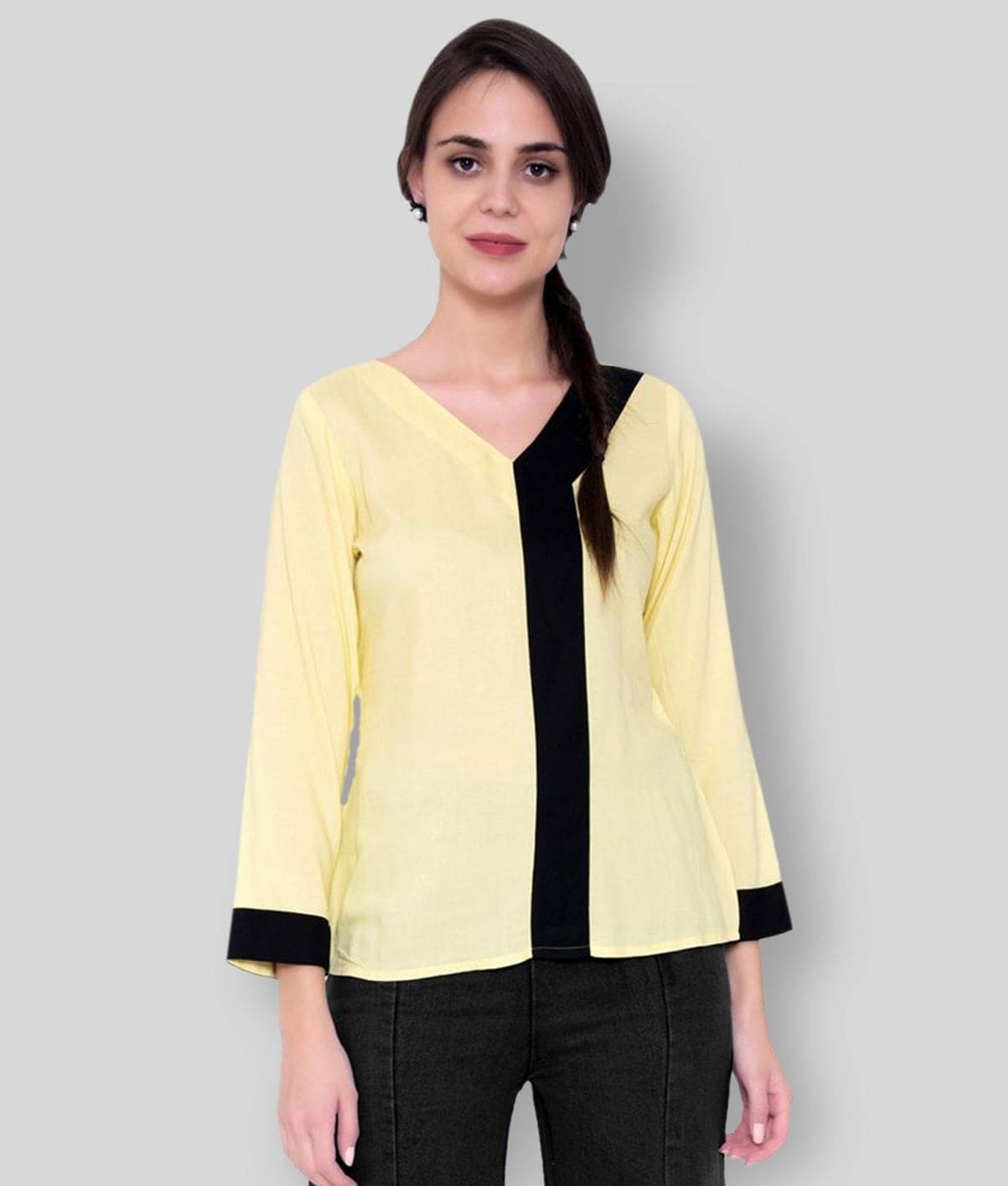 GOD BLESS - Yellow Rayon Women's Tunic ( Pack of 1 ) GOD BLESS - Yellow Rayon Women's Tunic ( Pack of 1 )