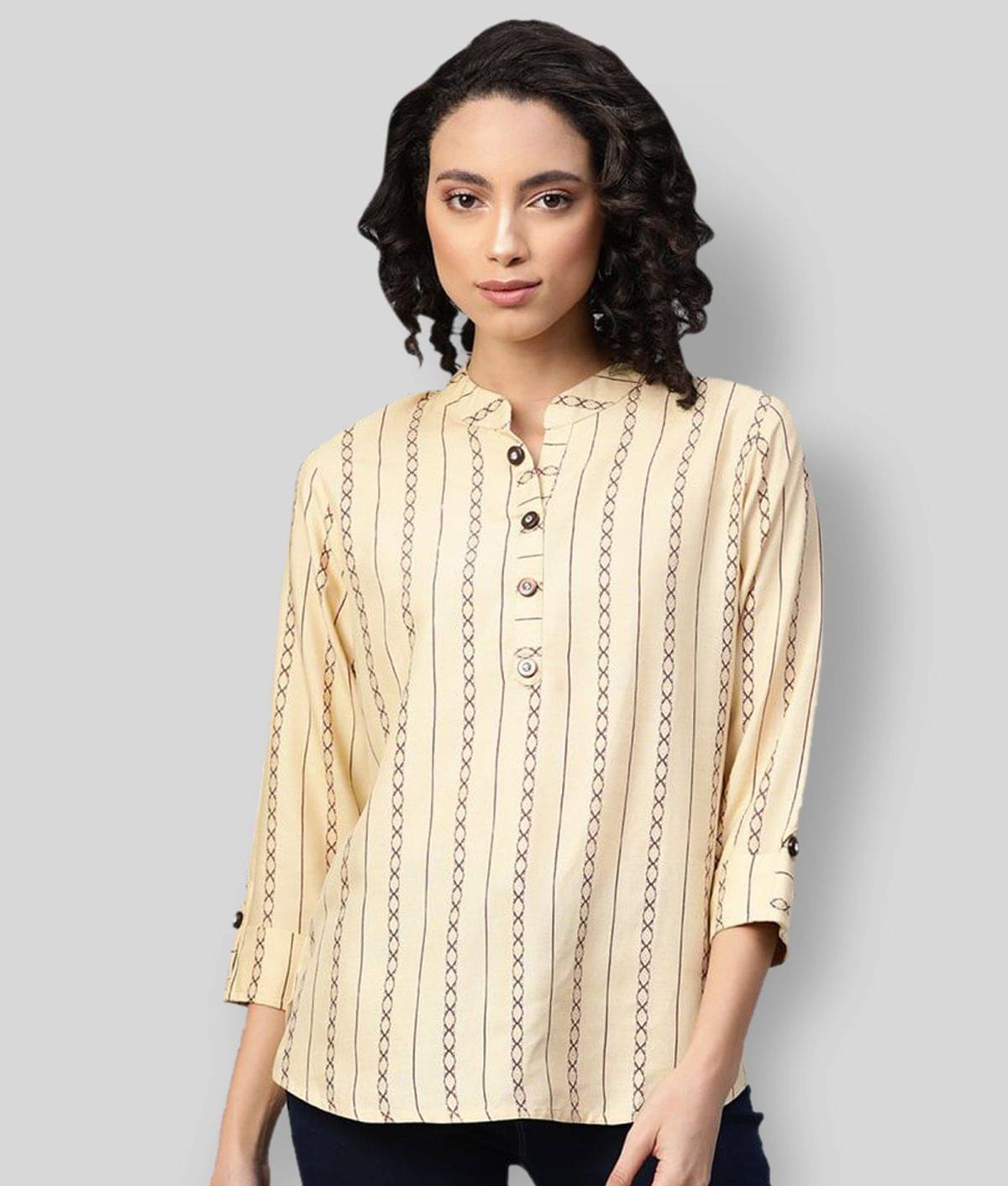 HIGHLIGHT FASHION EXPORT Women's Viscose A-Line Top ( Beige ) HIGHLIGHT FASHION EXPORT Women's Viscose A-Line Top ( Beige )