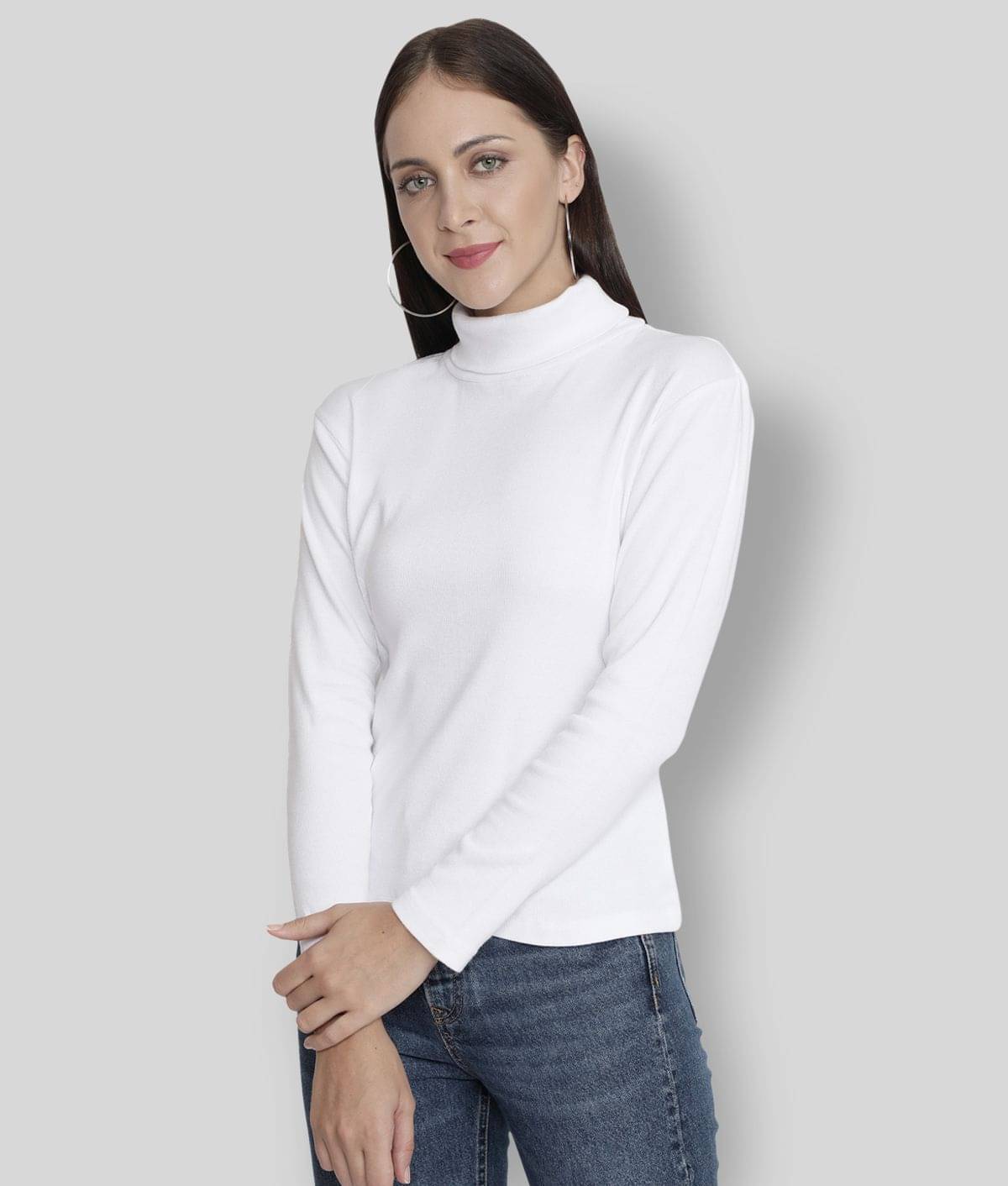     			NUEVOSDAMAS Women's Cotton Regular Top ( White )