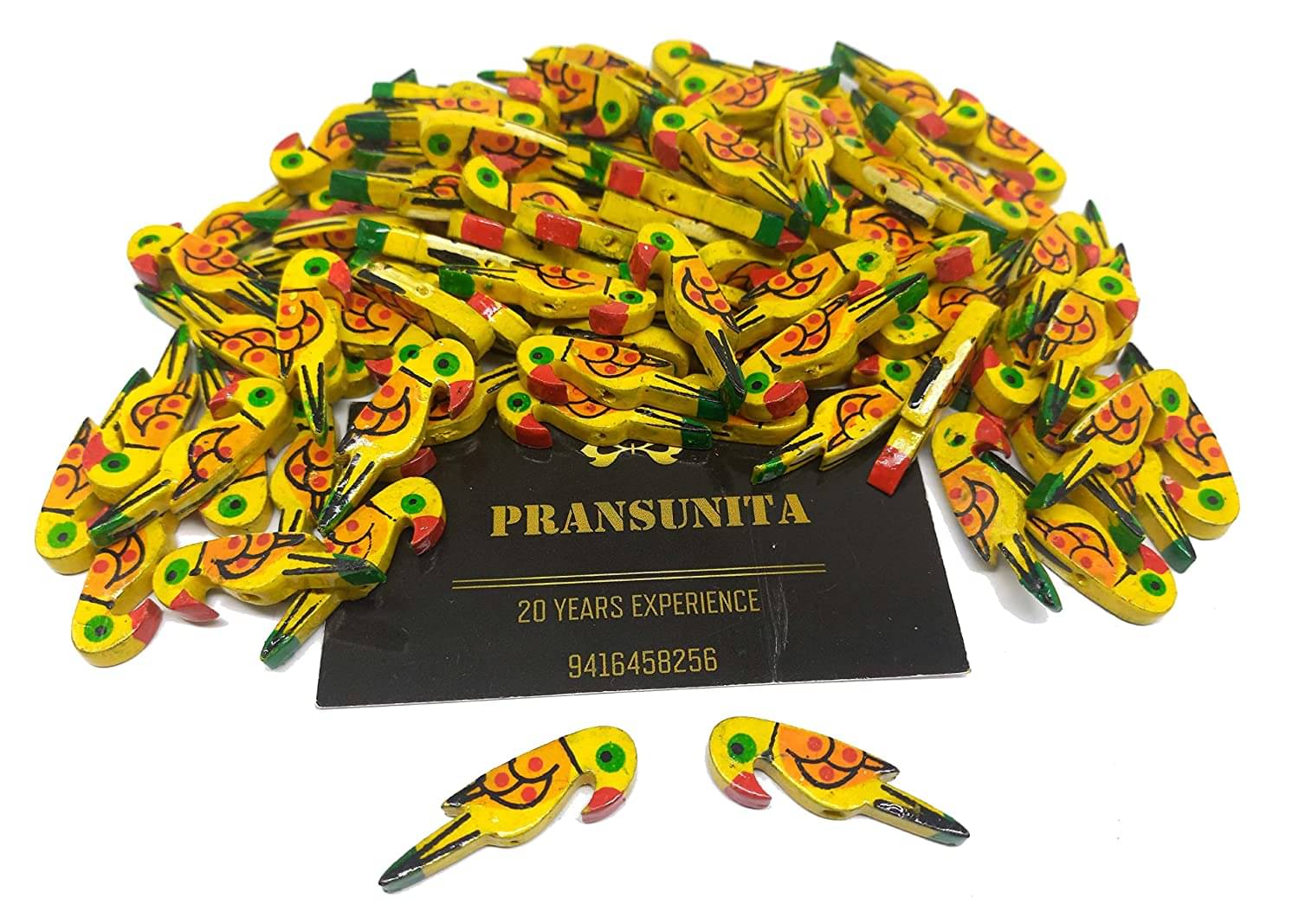     			PRANSUNITA Wooden Parrot Beads (3.5 cm) Used for Art and Crafts, Dresses, Beading, Pendant Jewelry Making, DIY Crafts & School Project etc Pack of 50 - Color - Yellow