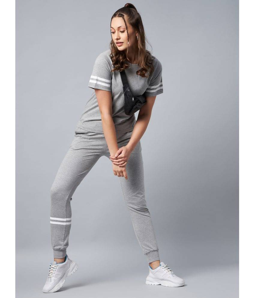     			StyleStone Grey Cotton Stripes Tracksuit - Single