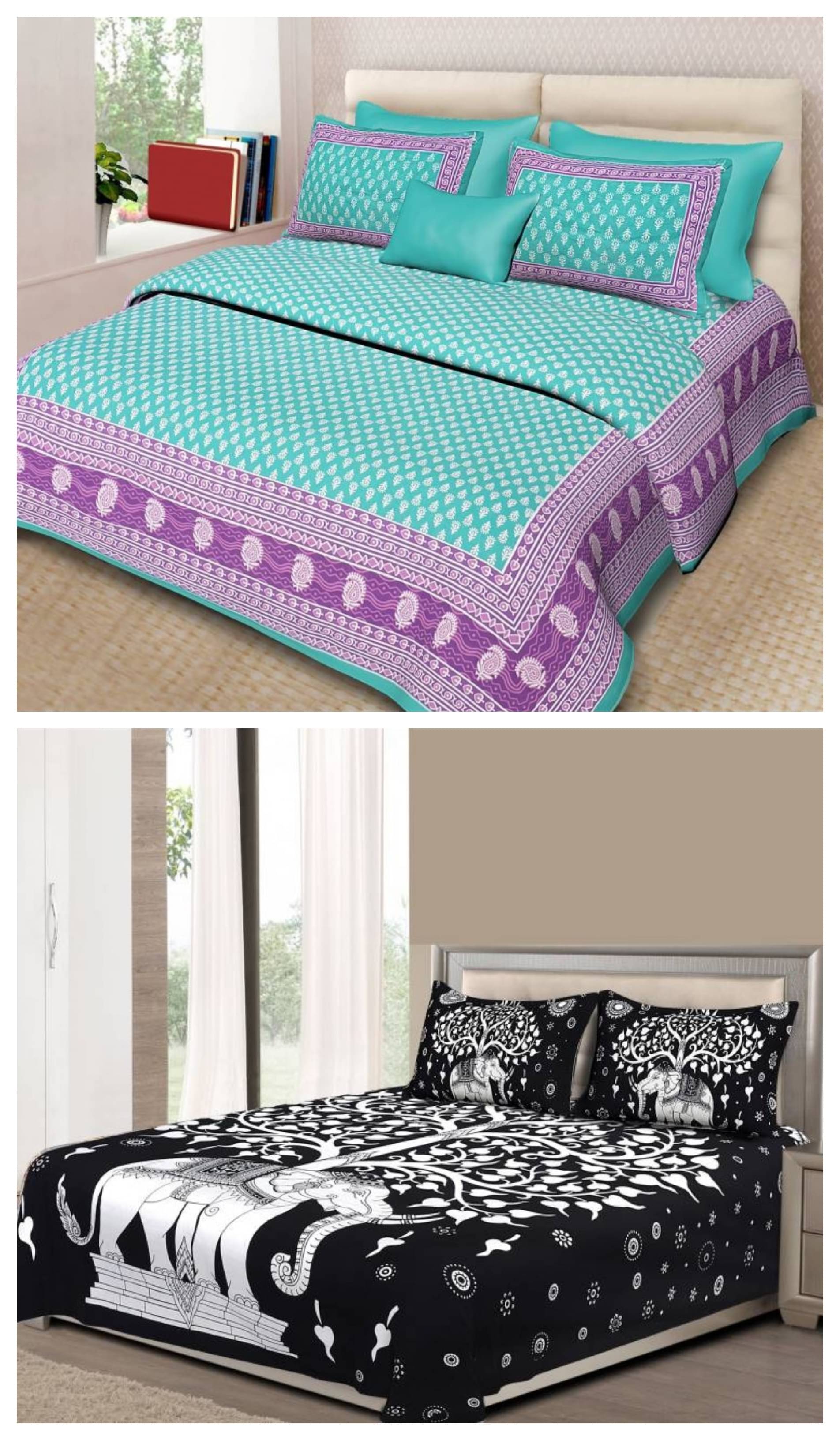     			Uniqchoice 100% Cotton Double Bedsheet ( Multicolor )