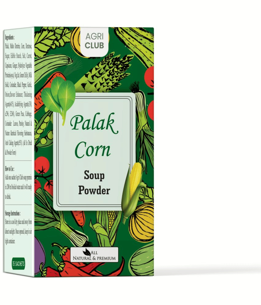 Agri Club Palak Corn Soup Powder Instant Mix 15 Sachets 225 gm Agri Club Palak Corn Soup Powder Instant Mix 15 Sachets 225 gm