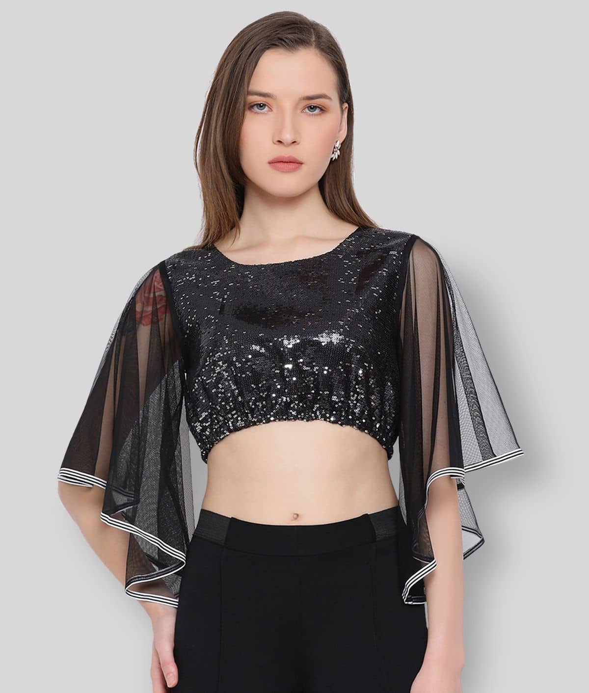 ALL WAYS YOU Women's Polyester Crop Top ( Black )