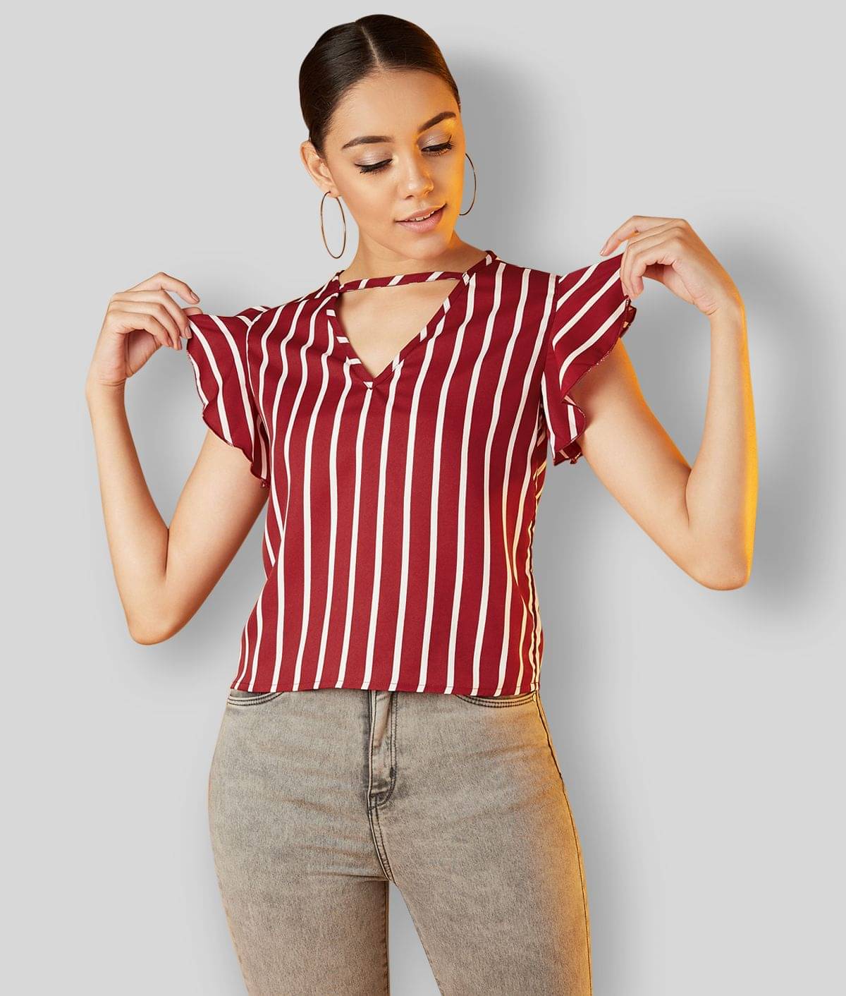 Chimpaaanzee - Maroon Crepe Women's Regular Top ( Pack of 1 ) Chimpaaanzee - Maroon Crepe Women's Regular Top ( Pack of 1 )