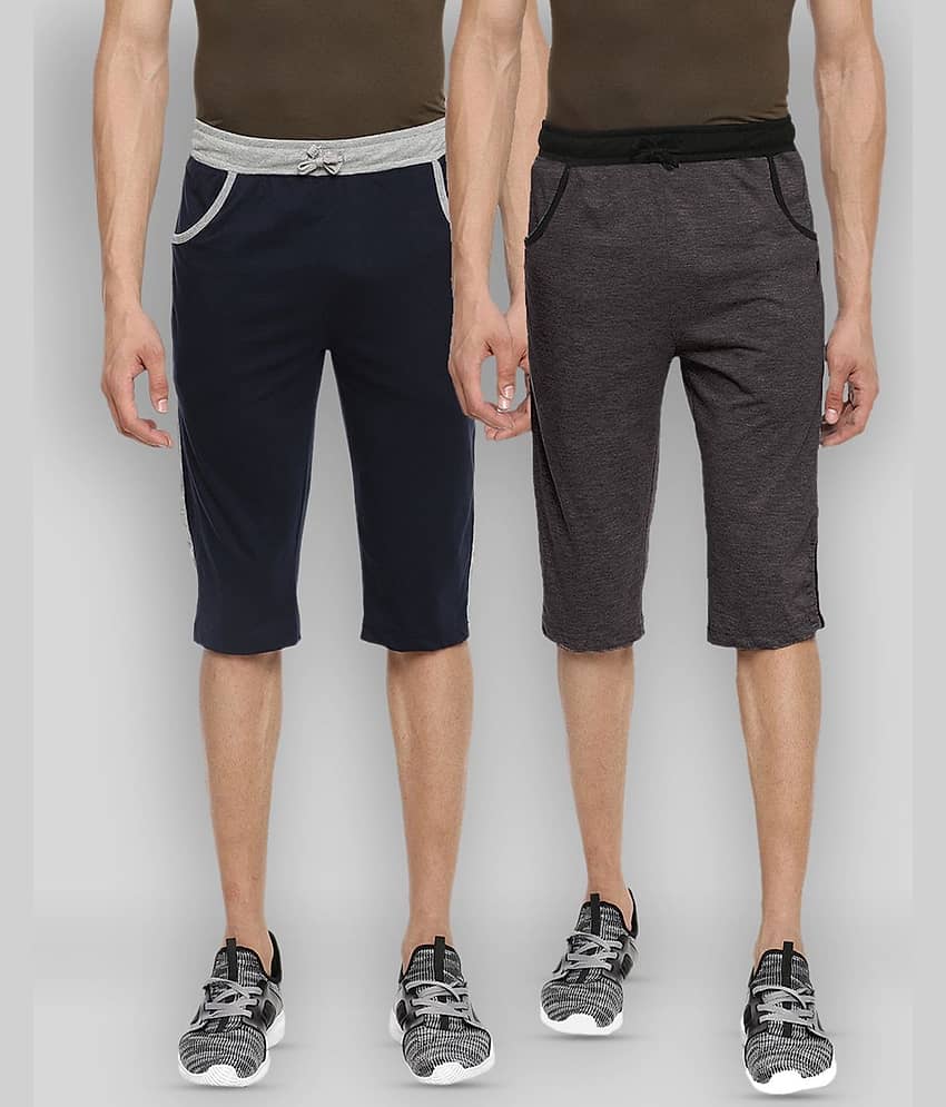 Dollar - Multi Cotton Blend Men's Three-Fourths ( Pack of 2 ) - Shorts | Buy online on ZillyBuy