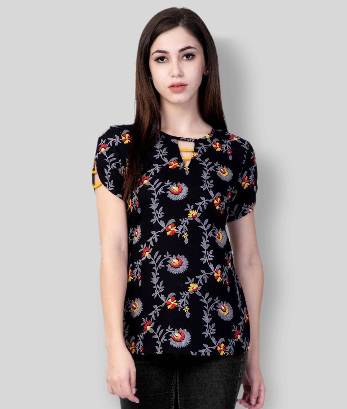 GOD BLESS Women's Rayon Regular Top ( Black ) GOD BLESS Women's Rayon Regular Top ( Black )