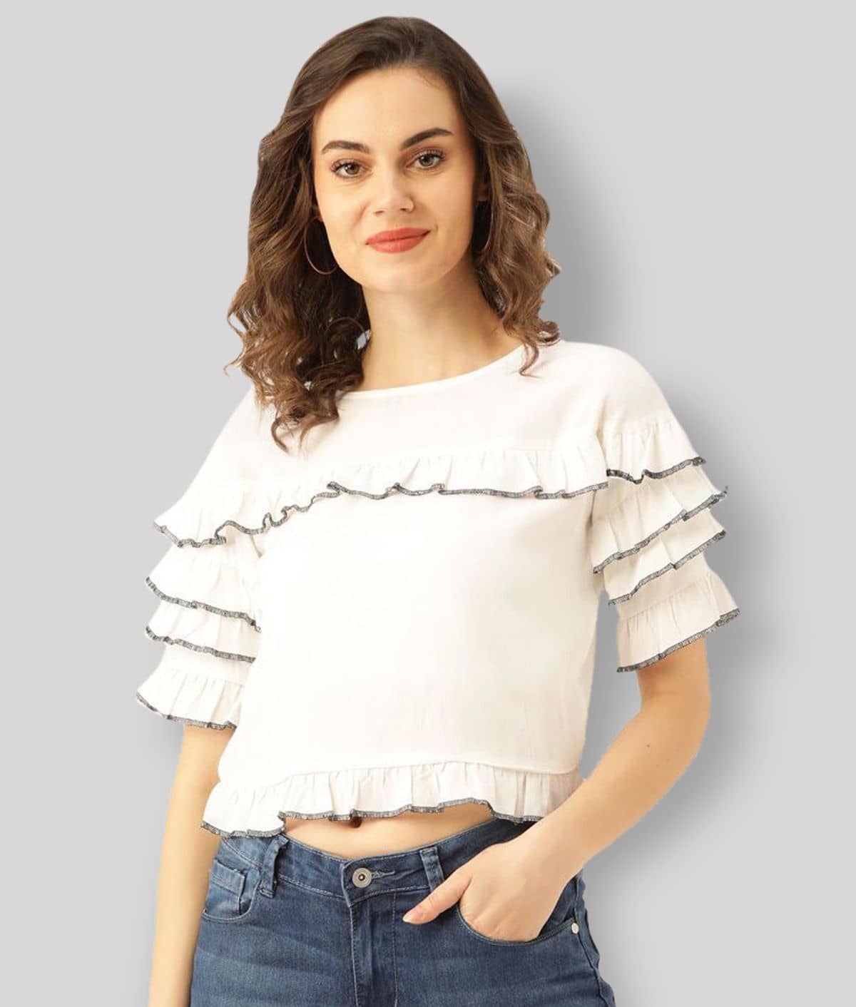 MARC LOIRE Women's Cotton Blend Cape Top ( White )