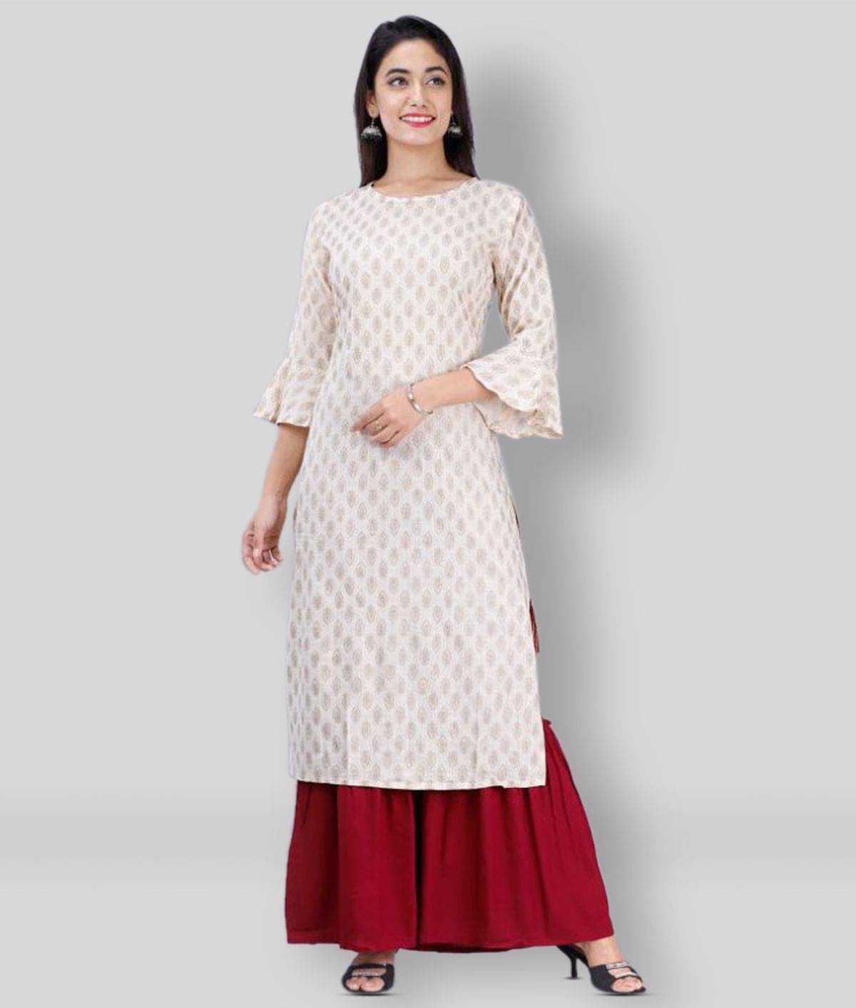 MAUKA - Cream Straight Rayon Women's Stitched Salwar Suit ( Pack of 1 ) MAUKA - Cream Straight Rayon Women's Stitched Salwar Suit ( Pack of 1 )