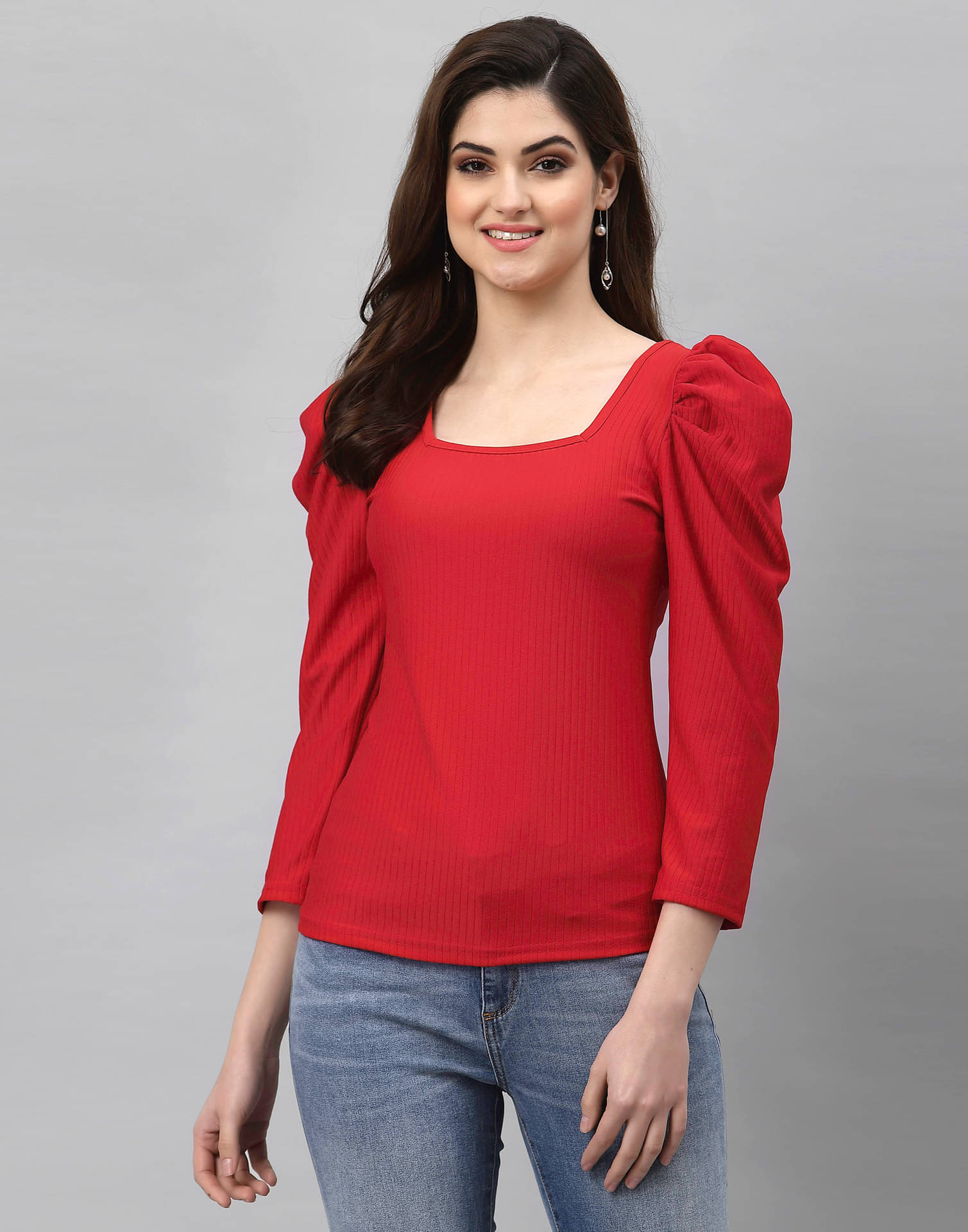 Selvia - Red Scuba Women's Regular Top ( Pack of 1 ) Selvia - Red Scuba Women's Regular Top ( Pack of 1 )