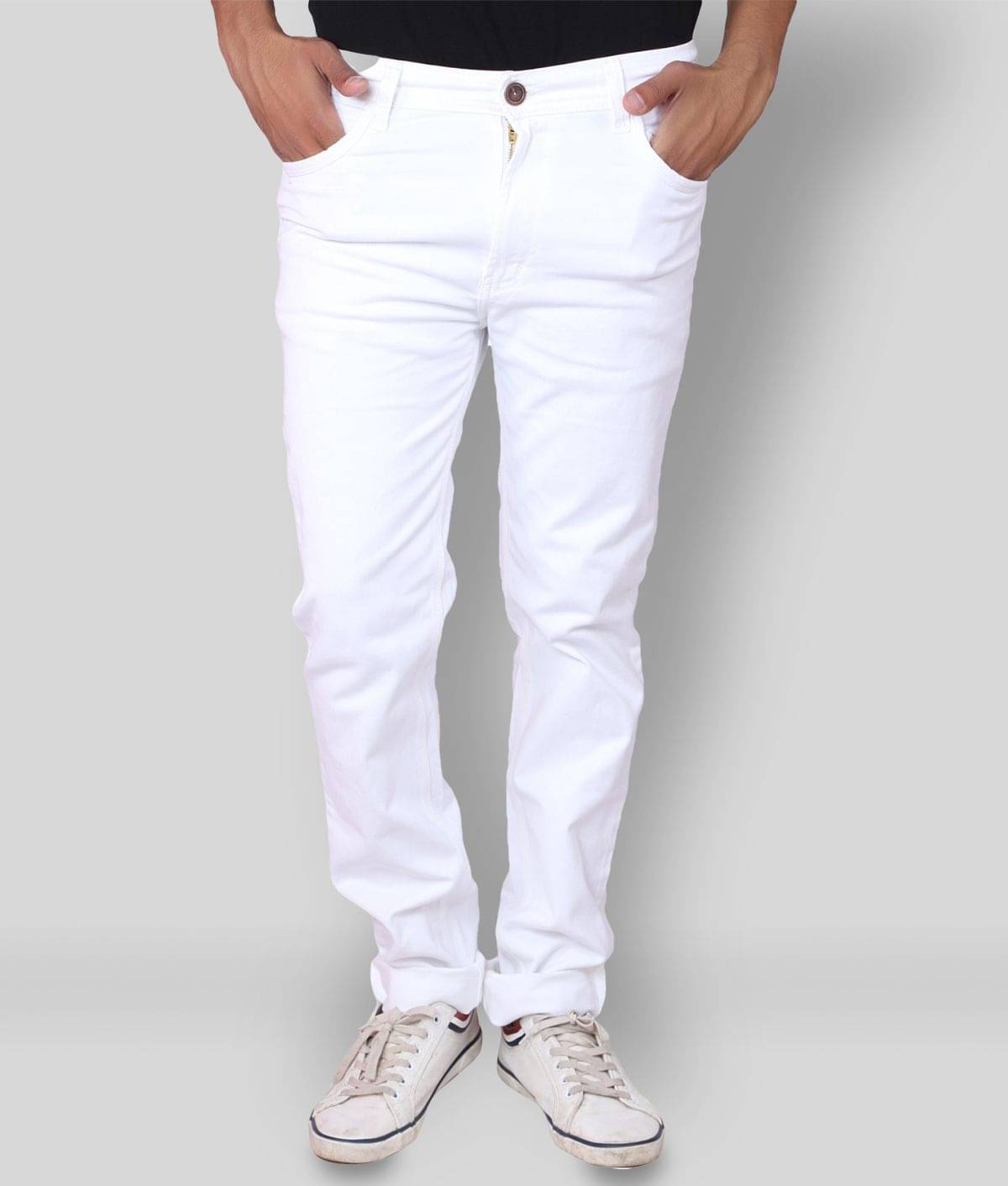 X20 Jeans - White Cotton Blend Regular Fit Men's Jeans ( Pack of 1 ) X20 Jeans - White Cotton Blend Regular Fit Men's Jeans ( Pack of 1 )