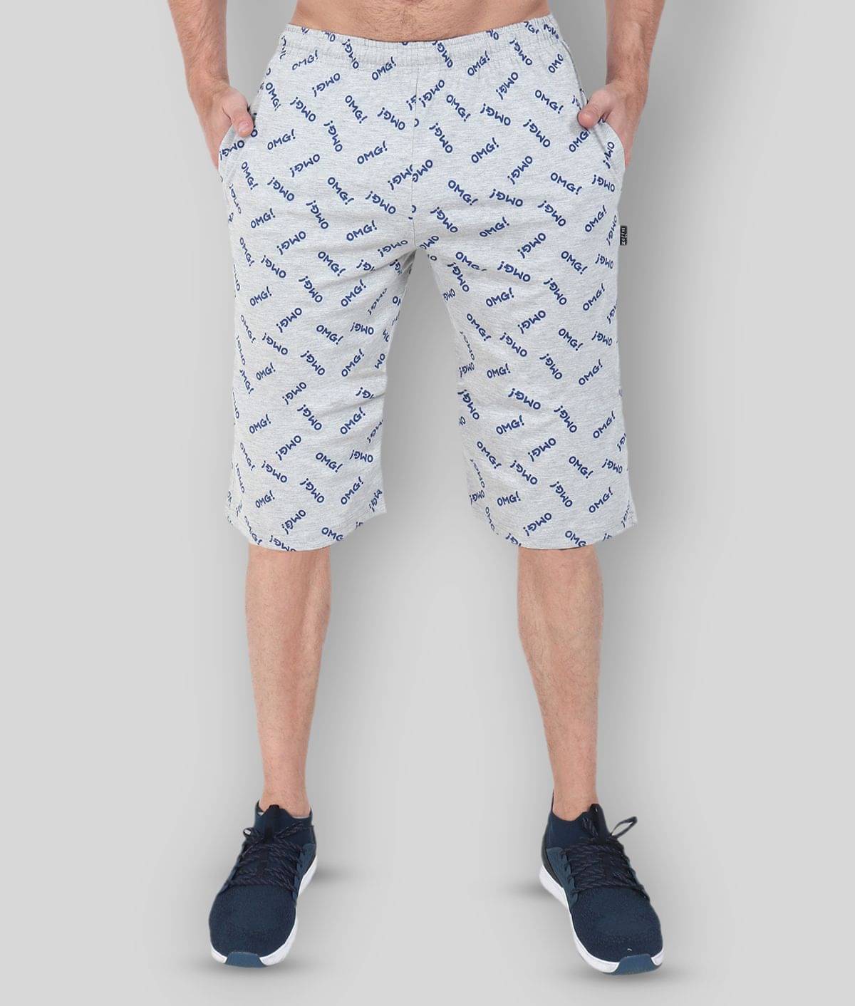 Zeffit - Grey Cotton Blend Men's Three-Fourths ( Pack of 1 ) Zeffit - Grey Cotton Blend Men's Three-Fourths ( Pack of 1 )