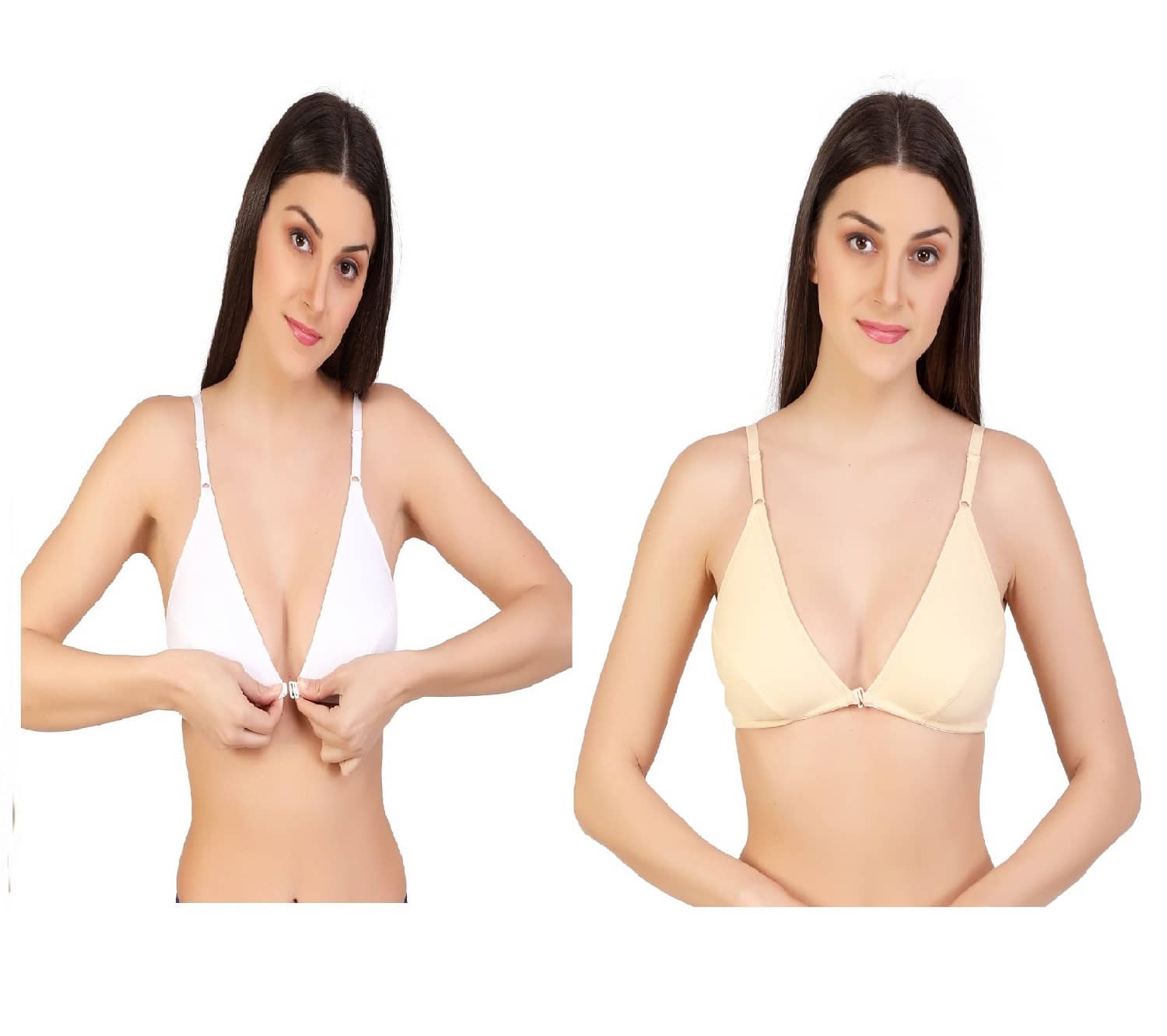 Desiprime Pack of 2 Lace Non Padded Women's Plunge Bra ( Beige )