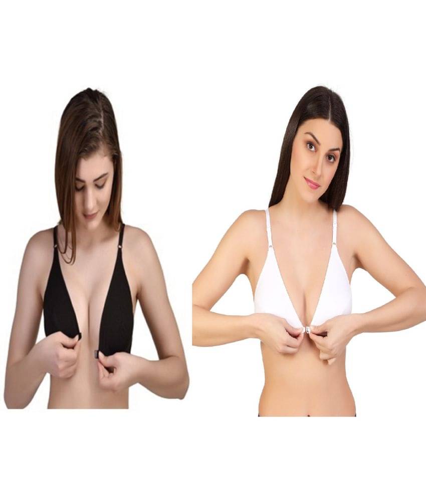 Desiprime Pack of 2 Cotton Blend Non Padded Women's Plunge Bra ( Multicolor ) Desiprime Pack of 2 Cotton Blend Non Padded Women's Plunge Bra ( Multicolor )