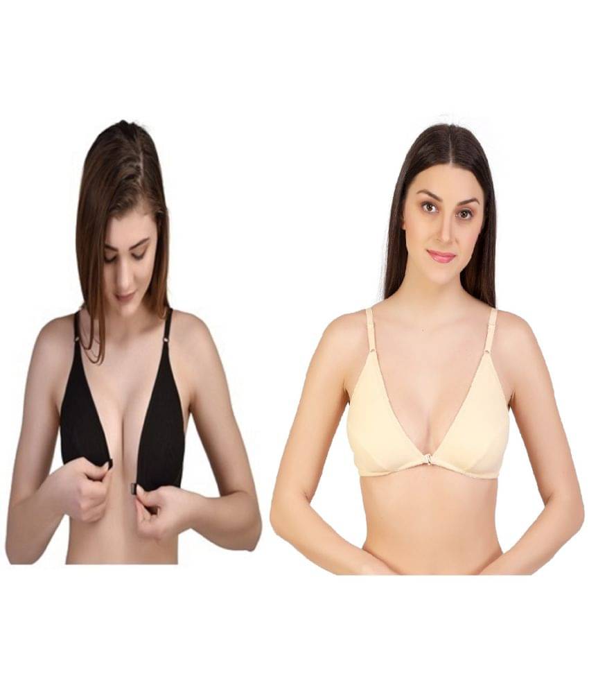     			Desiprime Pack of 2 Cotton Blend Non Padded Women's Plunge Bra ( Multicolor )