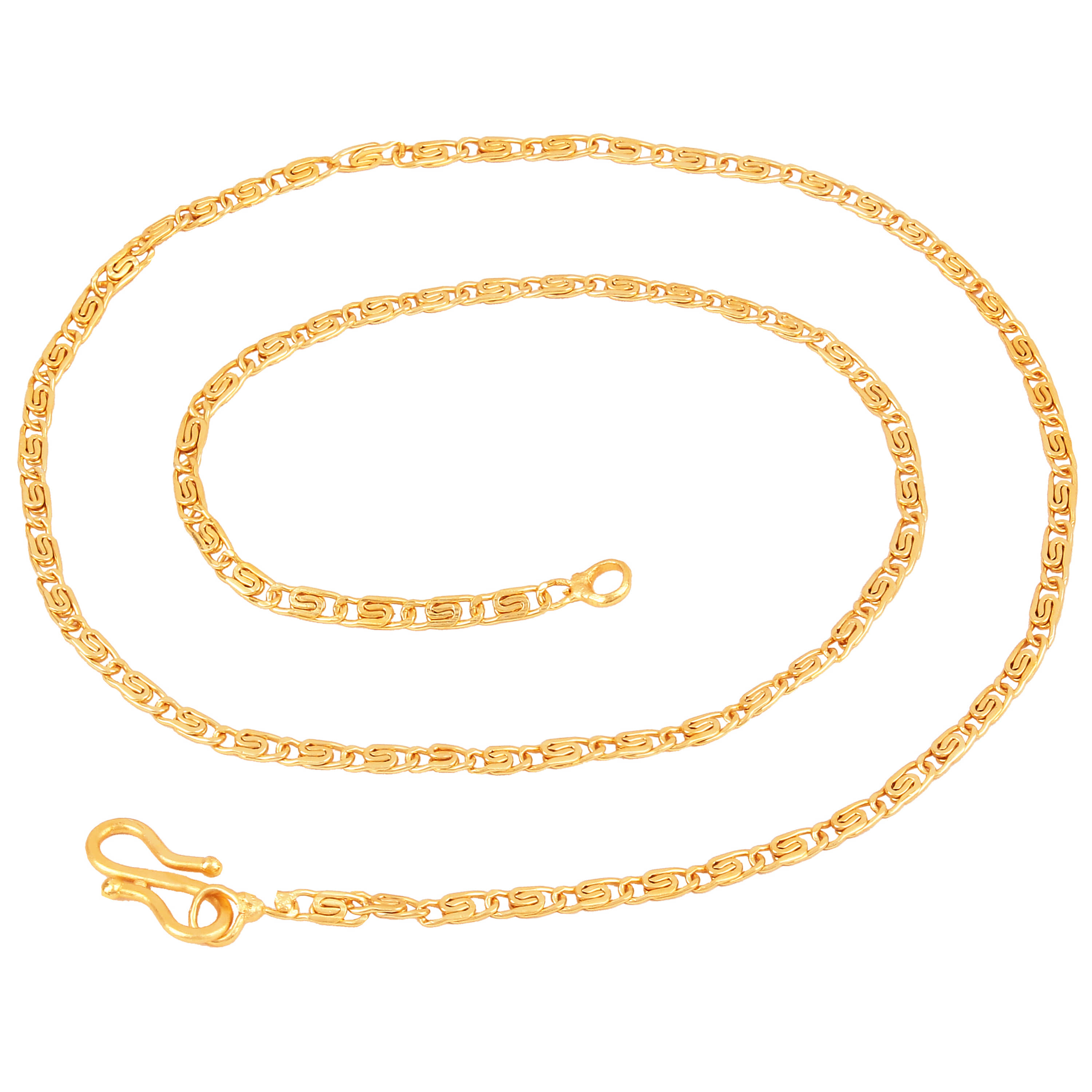 Fashion Frill Non-Precious Metal Brass Gold Plated Long Necklace Jewellery Neck Chain Thin Design Double Coated For Men and  (Gold)