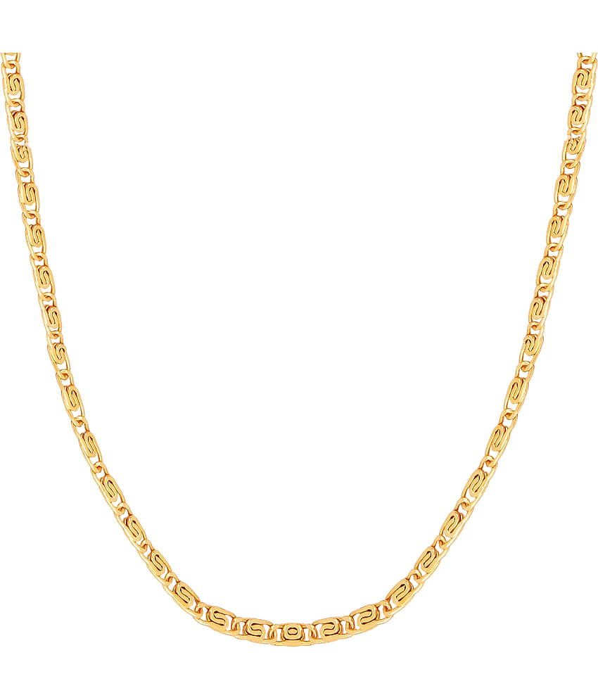 Fashion Frill Non-Precious Metal Brass Gold Plated Long Necklace Jewellery Neck Chain Thin Design Double Coated For Men and (Gold)