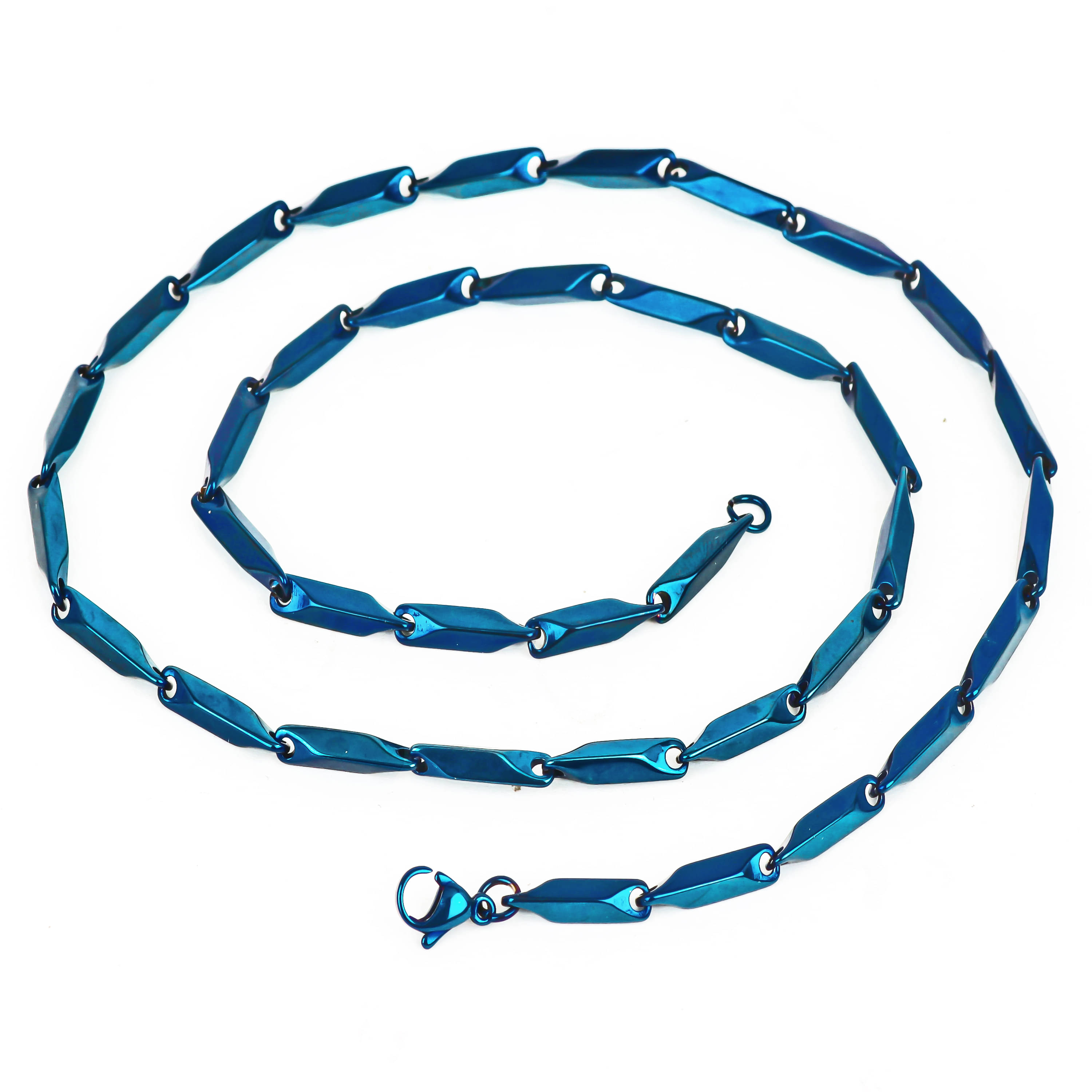     			Fashion Frill Stainless Steel Blue Rice Design Neck Chain Chains For  Men s Stylish Boys - 22 Inch