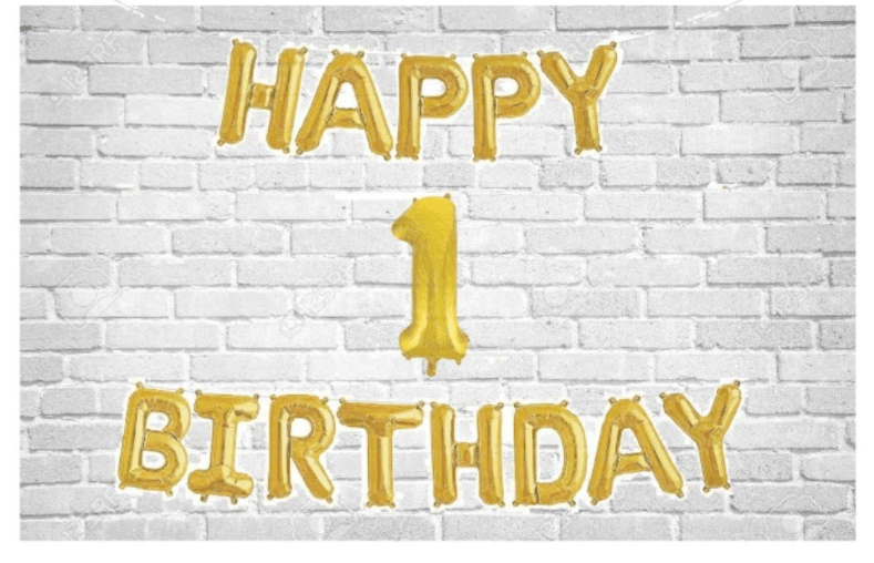     			Happy Birthday (Golden) with Numeric no. 1