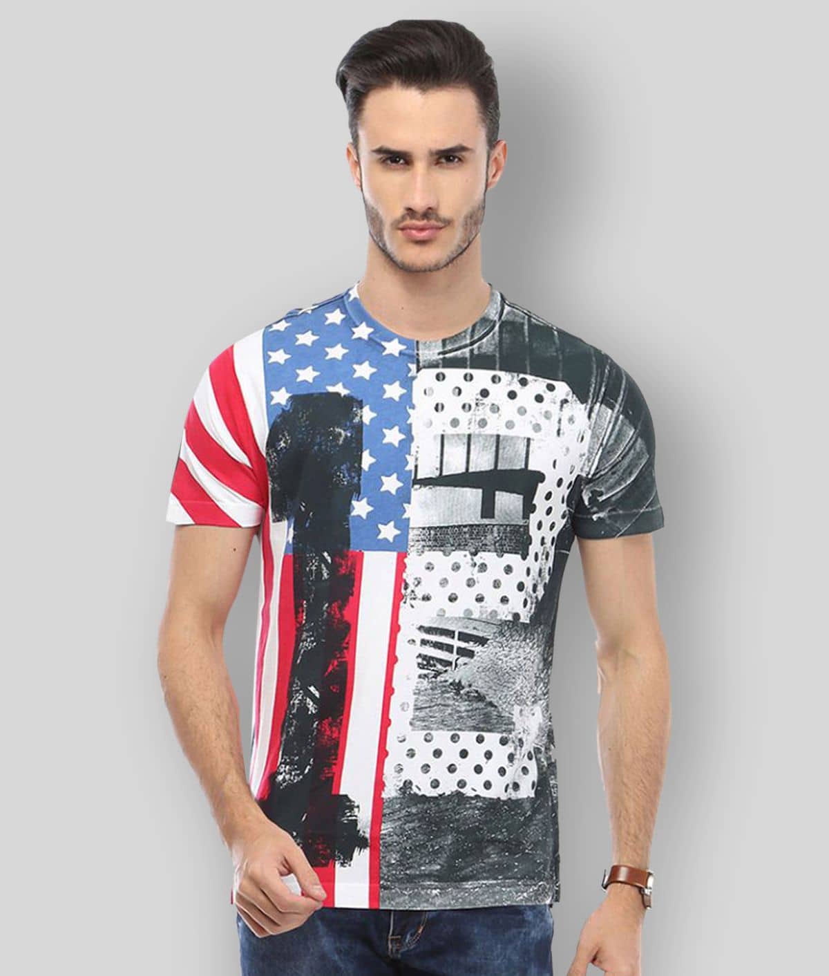 Huetrap Pack of 1 Cotton Regular Fit Men's T-Shirt ( Multicolor )