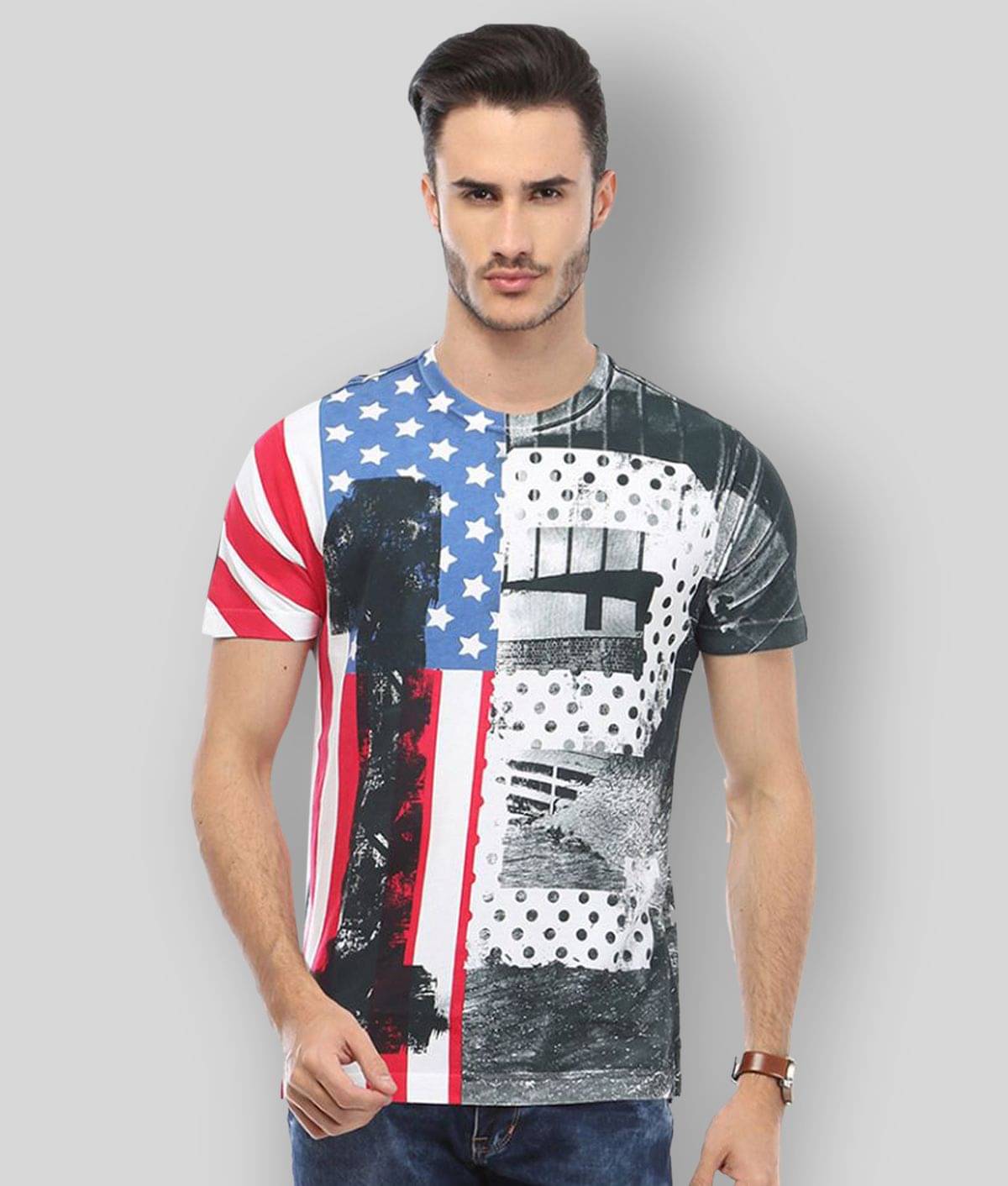     			Huetrap Pack of 1 Cotton Regular Fit Men's T-Shirt ( Multicolor )