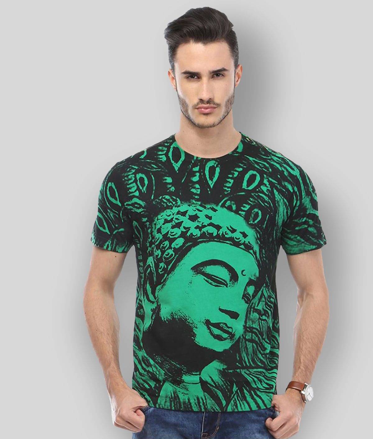 Huetrap Pack of 1 Cotton Regular Fit Men's T-Shirt ( Green ) Huetrap Pack of 1 Cotton Regular Fit Men's T-Shirt ( Green )