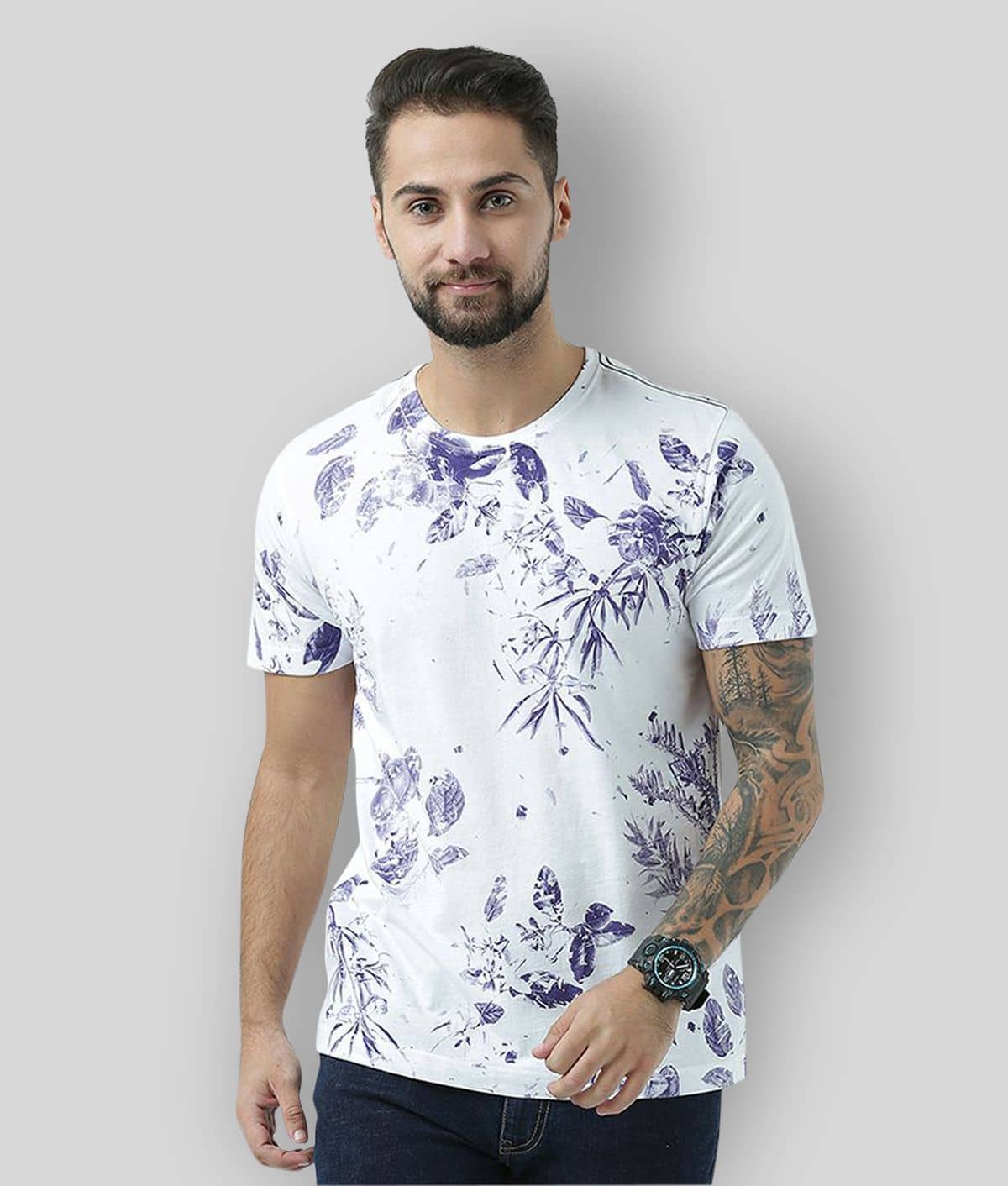 Huetrap Pack of 1 Cotton Regular Fit Men's T-Shirt ( White )