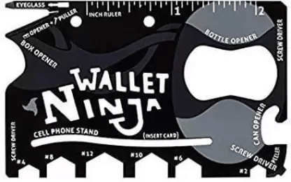     			Protos India.Net Ninja Card Tool Black Credit-Card Sized Pocket Tool (18 in 1 Multipurpose) Camping & Hiking Multi Tool Kit 