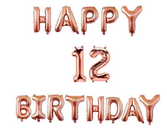     			Shopyo 1 Pc Happy Birthday Foil Banner (Rose Gold ),12 No. Foil Number Rose gold