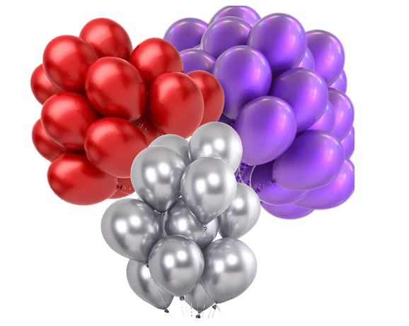     			Shopyo   Combo of Red,Silver,Purple Color Metallic Balloon pack of 51 pcs