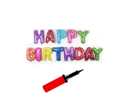     			Shopyo  HBD Multicolor Foil + Mettallic Balloon Pump