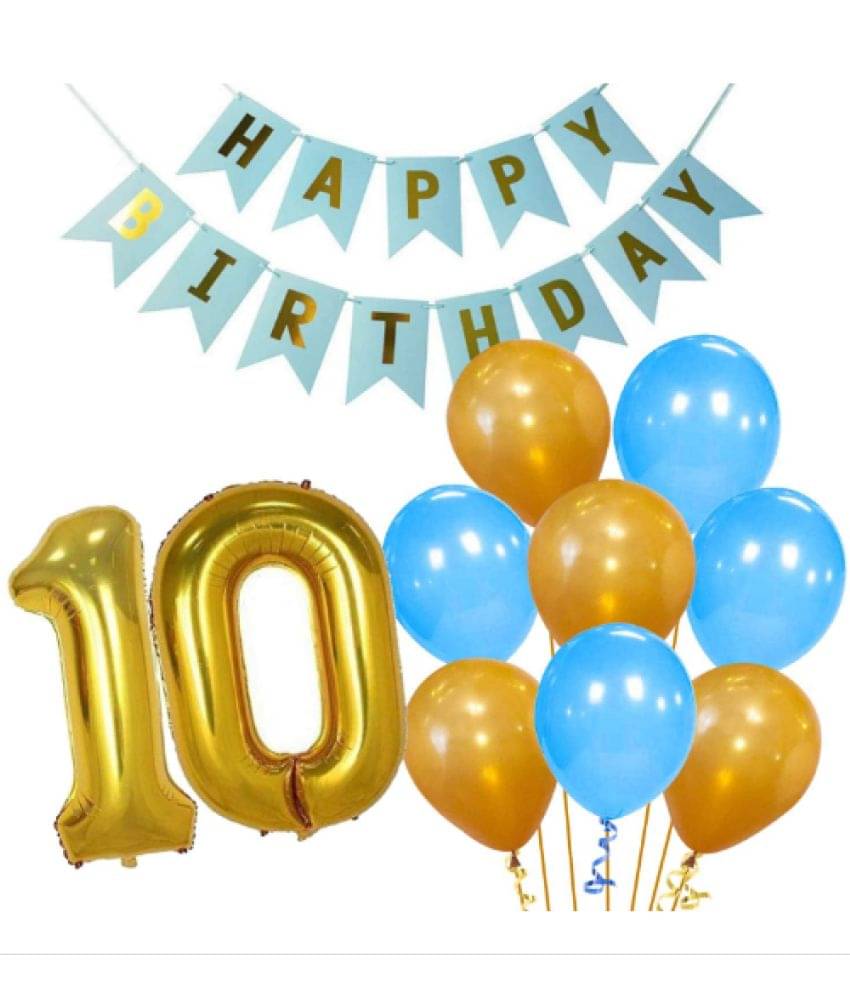     			Shopyo  Memorable   10th   HBD   Blue and Golden combo set