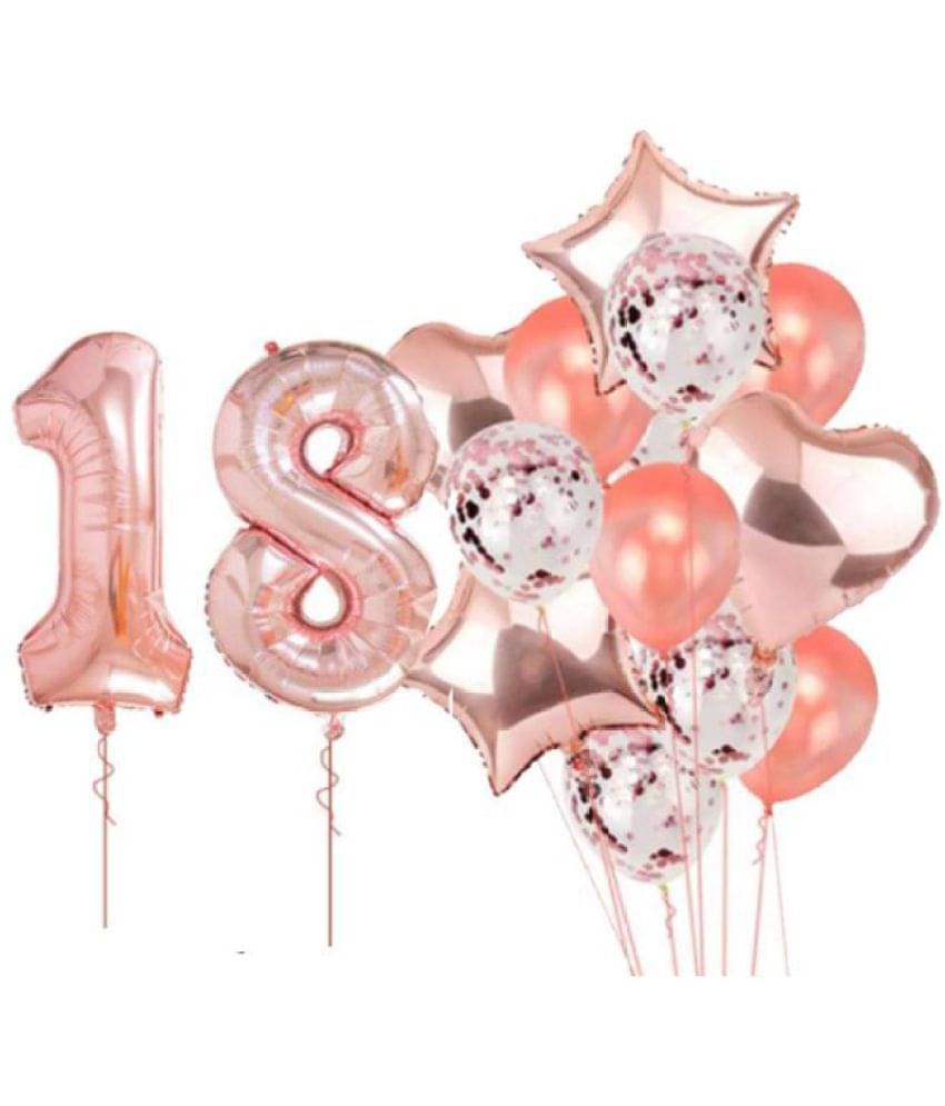     			Shopyo    Rosespecial 18 No. Rosefoil 2 pcs of rosegold Heart foil, 2pcs of rosegold Star Foil ,5pcs Confetti Balloon , & 5pcs rosegold Latex Balloon