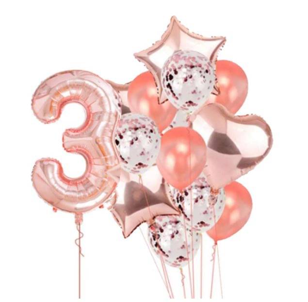     			Shopyo    Rosespecial 3 No. Rosefoil 2 pcs of rosegold Heart foil, 2pcs of rosegold Star Foil ,5pcs Confetti Balloon , & 5pcs rosegold Latex Balloon