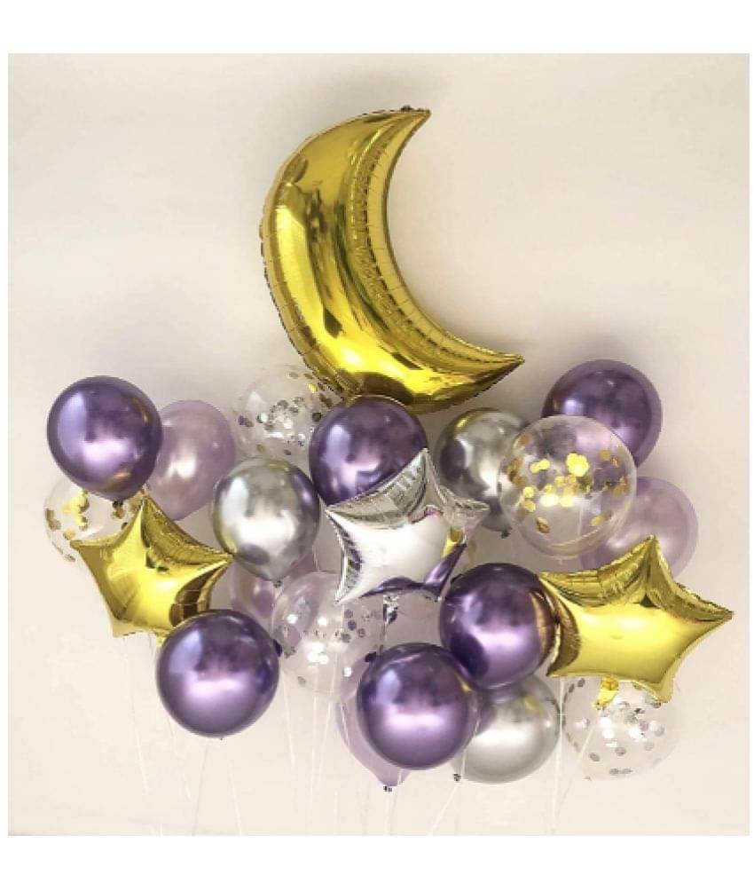     			Shopyo  Sweet Moon and Star Balloons Bouquet Baby Shower, Birthday Set of 22 Pcs