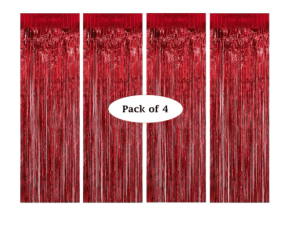     			Shopyo  pack of 4 Fringe Red curtain