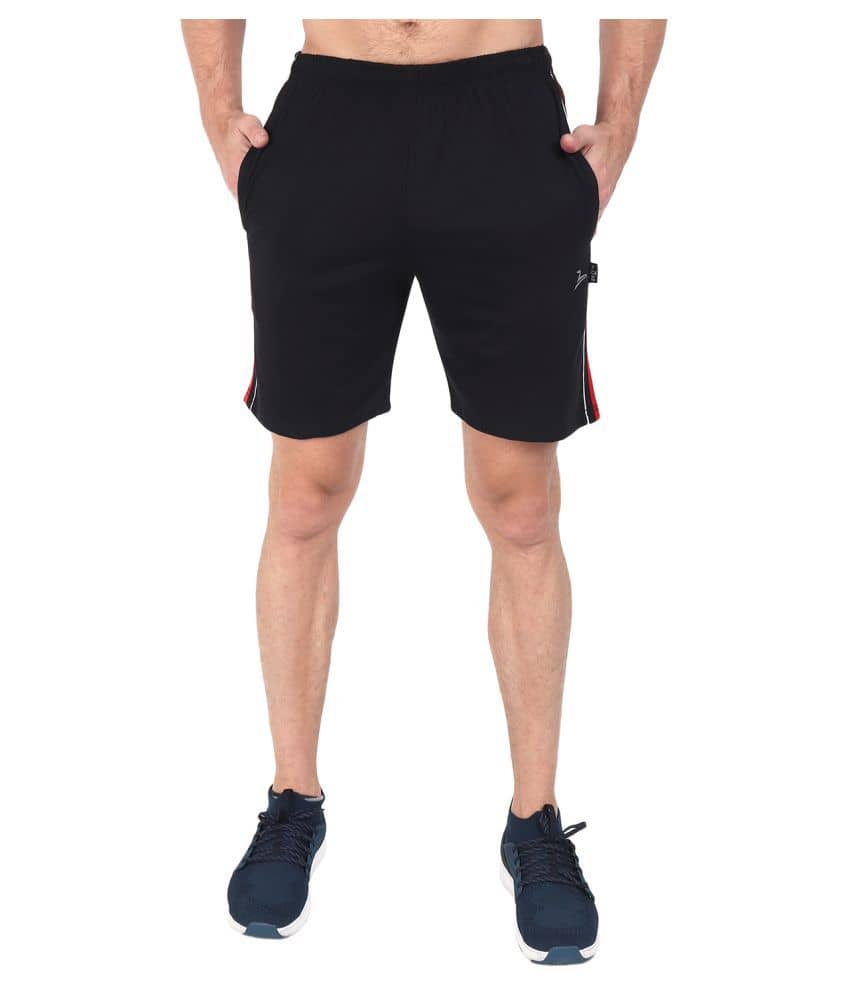 Zeffit - Black Cotton Blend Men's Shorts ( Pack of 1 ) - Shorts | Buy online on ZillyBuy