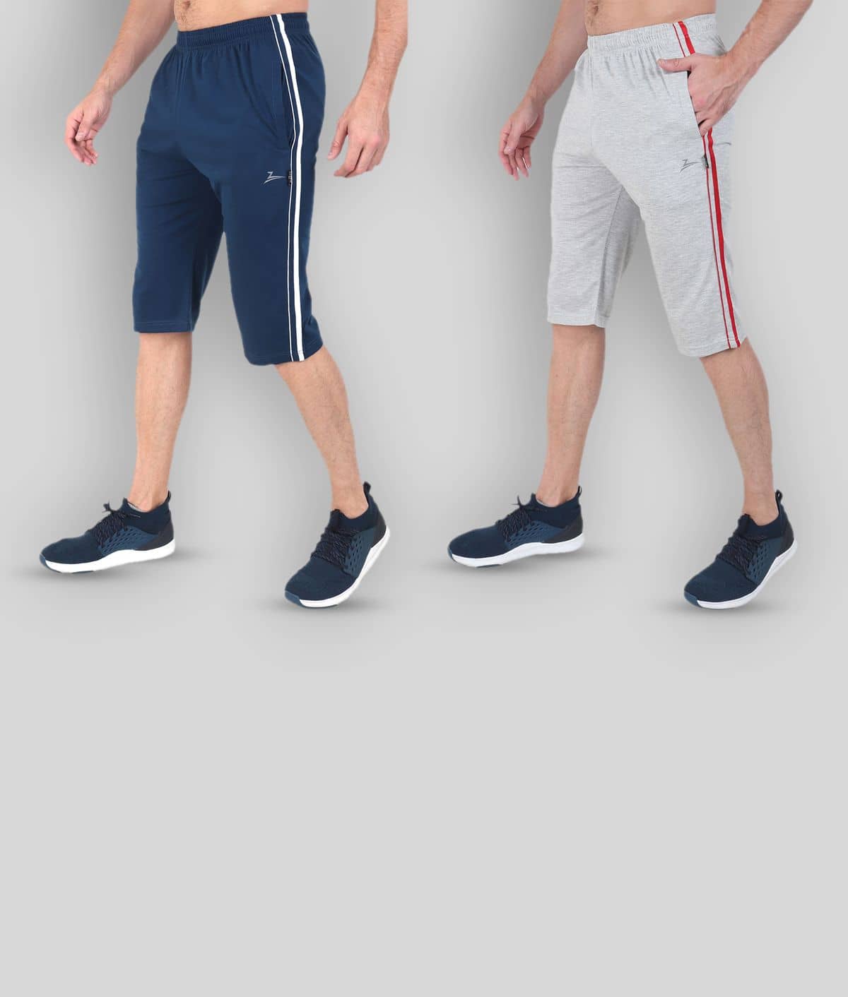 Zeffit - Blue Cotton Blend Men's Three-Fourths ( Pack of 2 ) - Shorts | Buy online on ZillyBuy