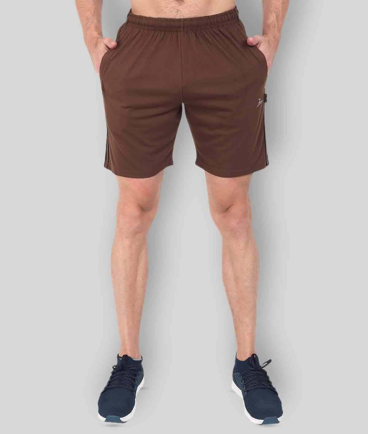 Zeffit - Brown Cotton Blend Men's Shorts ( Pack of 1 ) - Shorts | Buy online on ZillyBuy