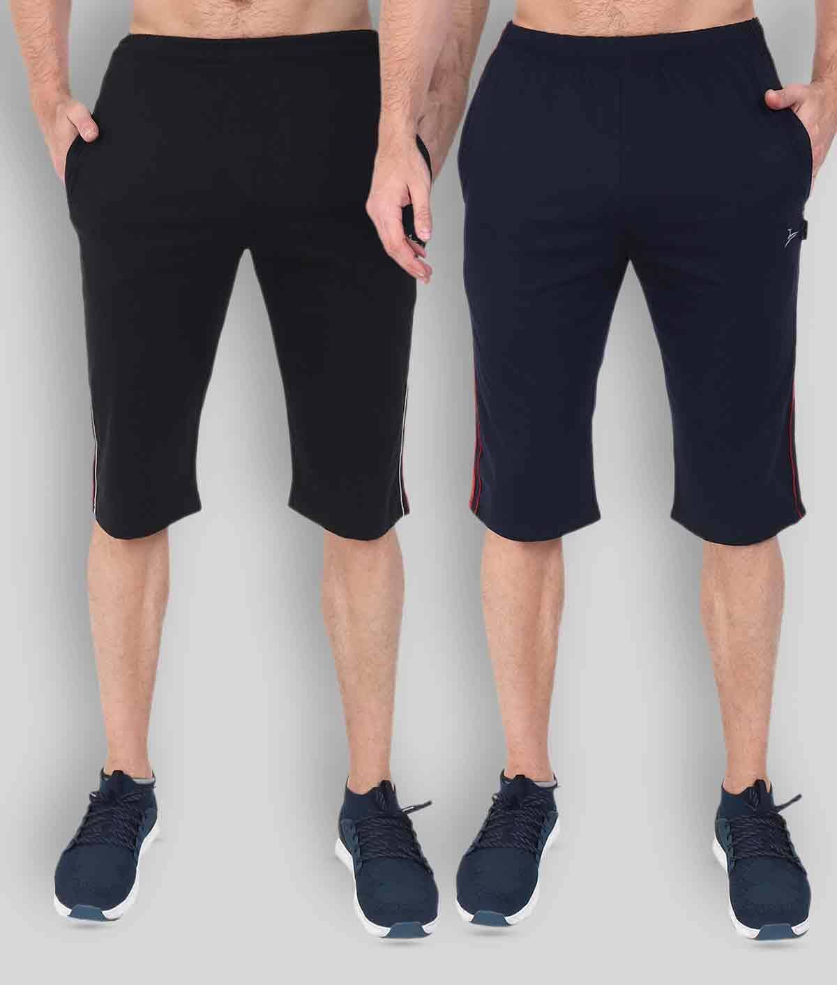 Zeffit - Multi Cotton Blend Men's Three-Fourths ( Pack of 2 ) - Shorts | Buy online on ZillyBuy