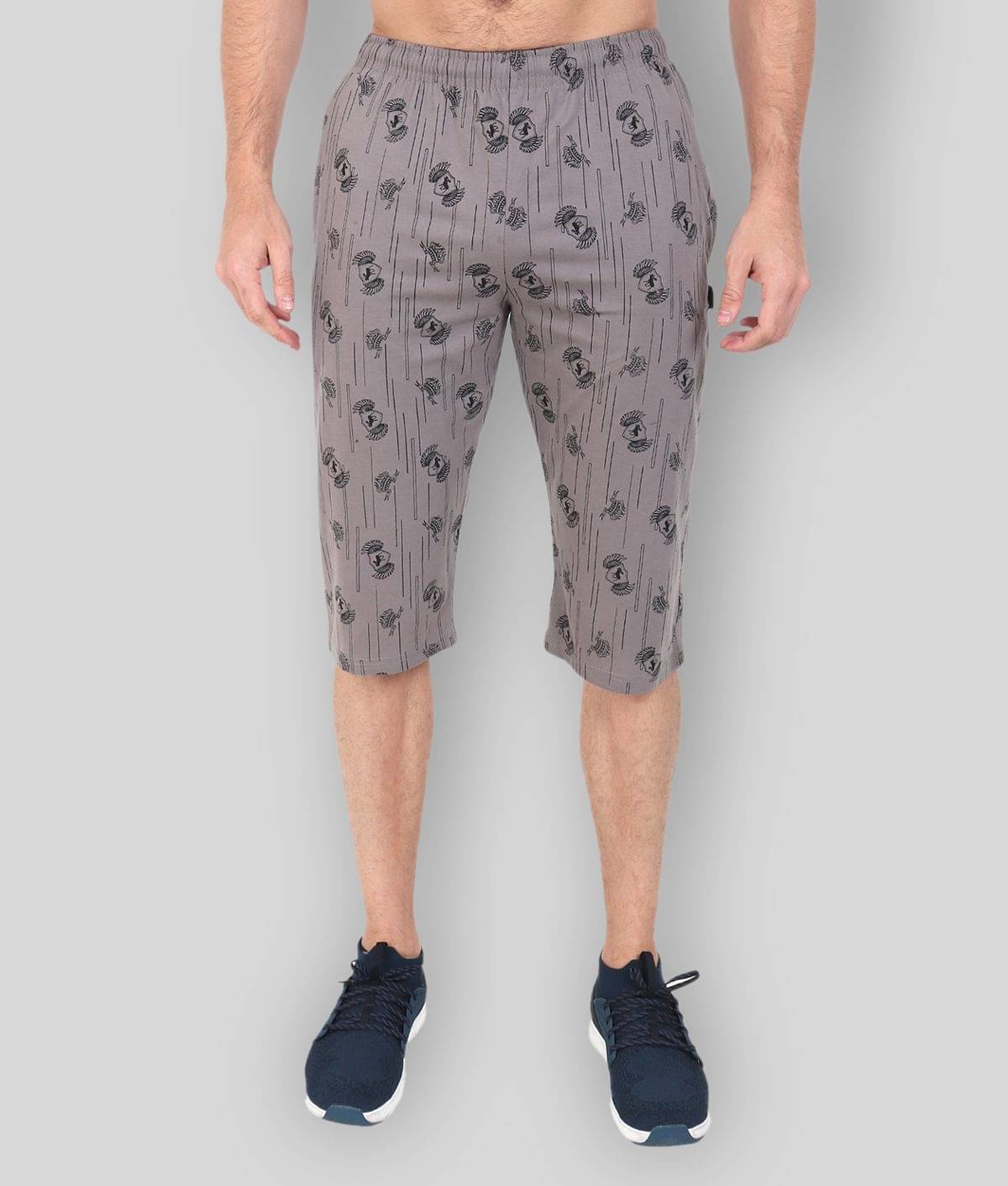 Zeffit - Silver Cotton Blend Men's Three-Fourths ( Pack of 1 ) Zeffit - Silver Cotton Blend Men's Three-Fourths ( Pack of 1 )