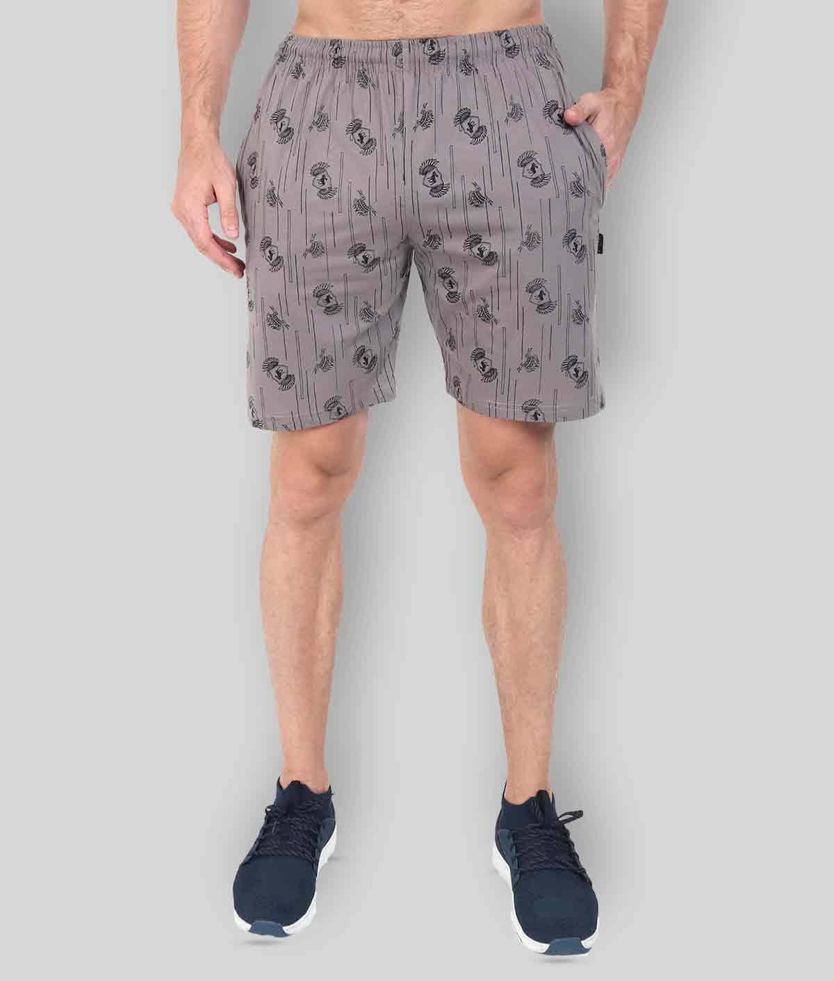 Zeffit - Silver Cotton Blend Men's Shorts ( Pack of 1 ) Zeffit - Silver Cotton Blend Men's Shorts ( Pack of 1 )