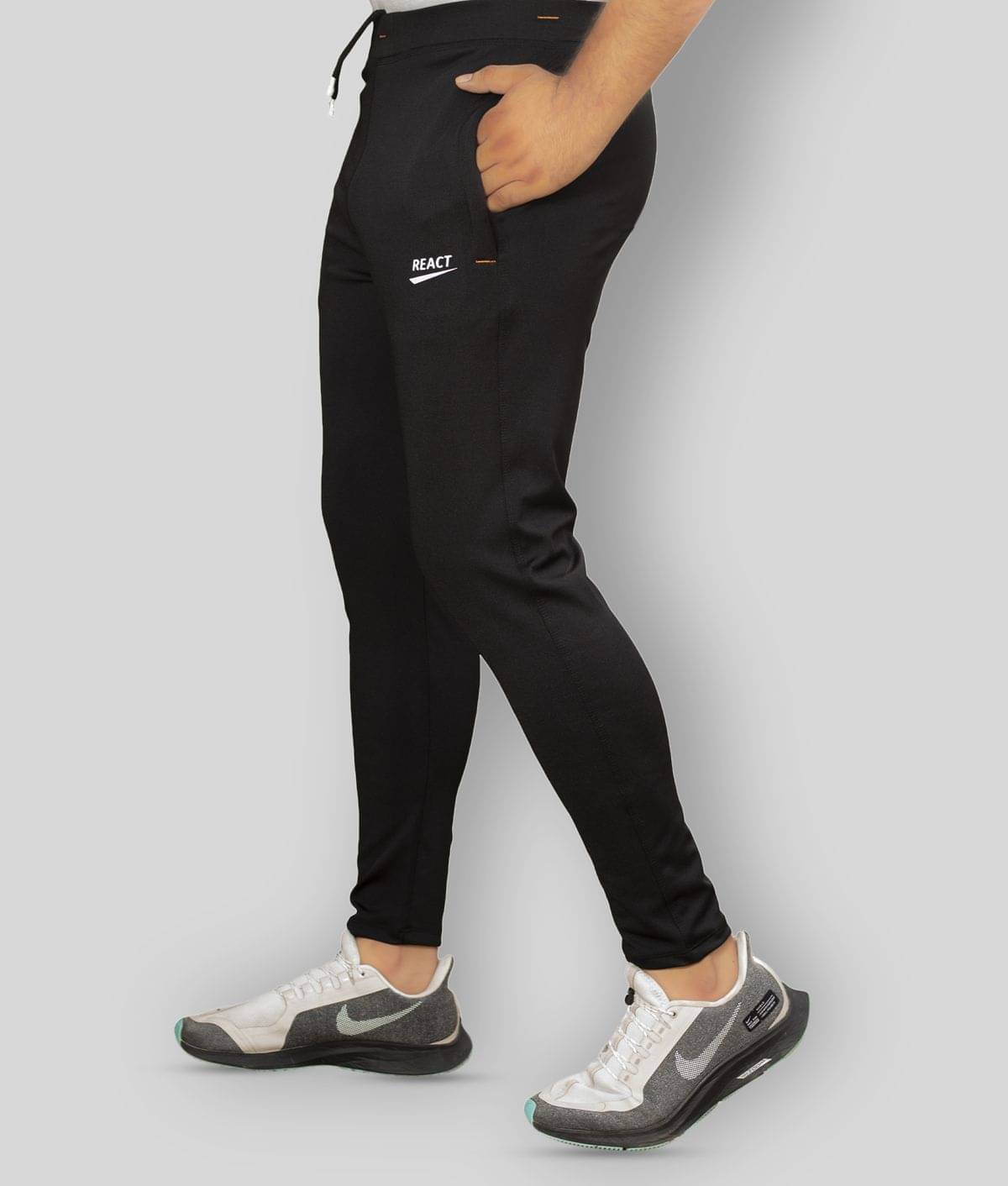 react - Black Polyester Men's Trackpants ( Pack of 1 ) react - Black Polyester Men's Trackpants ( Pack of 1 )
