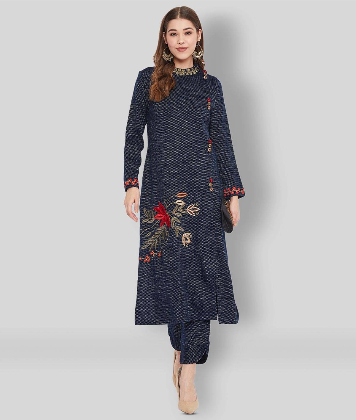 zigo - Navy Acrylic Women's Stitched Salwar Suit ( Pack of 1 ) zigo - Navy Acrylic Women's Stitched Salwar Suit ( Pack of 1 )