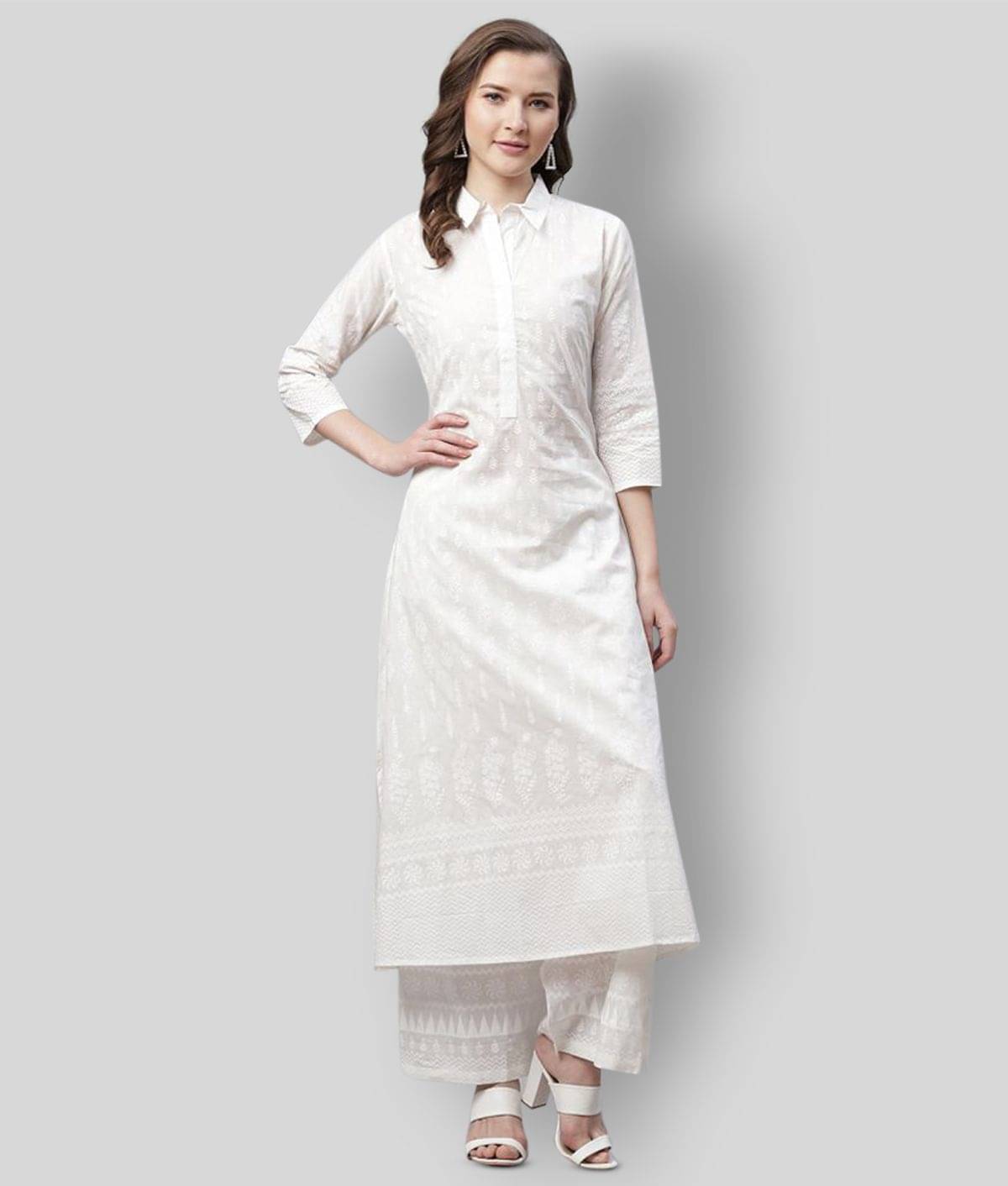 Divena - White A-line Cotton Women's Stitched Salwar Suit ( Pack of 1 ) Divena - White A-line Cotton Women's Stitched Salwar Suit ( Pack of 1 )