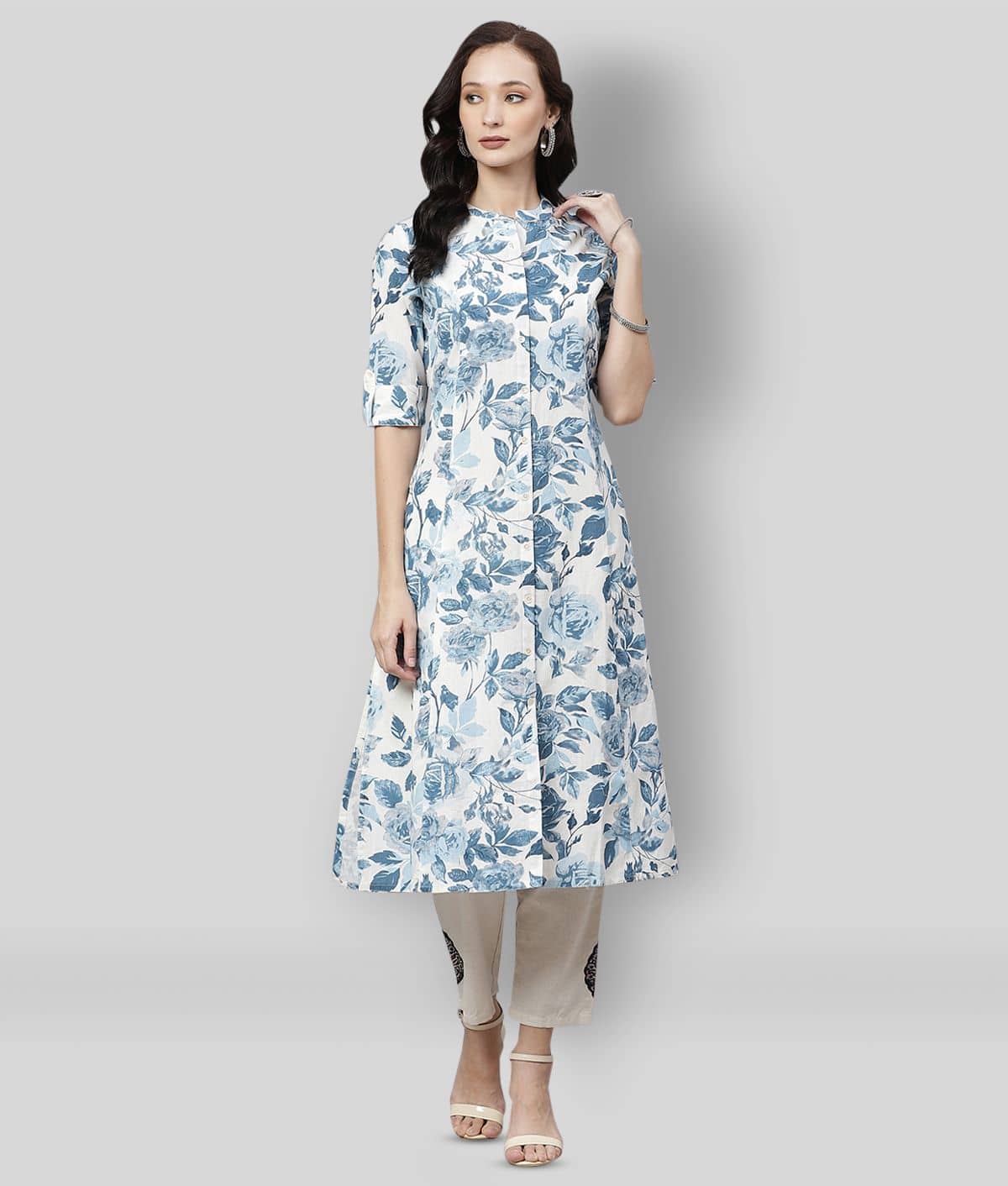 Divena - Multicolor Cotton Women's Front Slit Kurti - Kurtis, Tunics | Buy online on ZillyBuy
