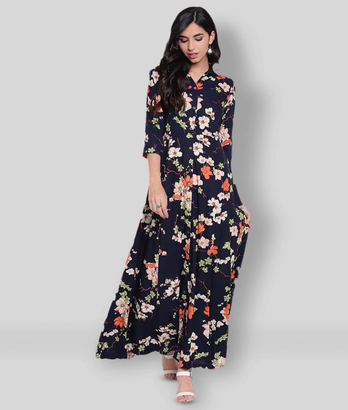 Divena - Blue Rayon Women's Flared Kurti ( Pack of 1 ) - Kurtis, Tunics | Buy online on ZillyBuy